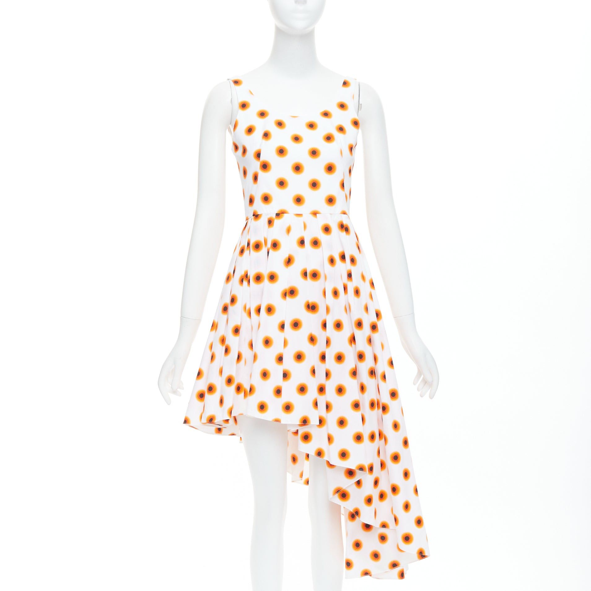 Alexander McQueen ALEXANDER MCQUEEN 2022 Iris orange paint polka dot asymmetric dress IT38 XS Size XS / US 0-2 / IT 36-38 - 1 Thumbnail