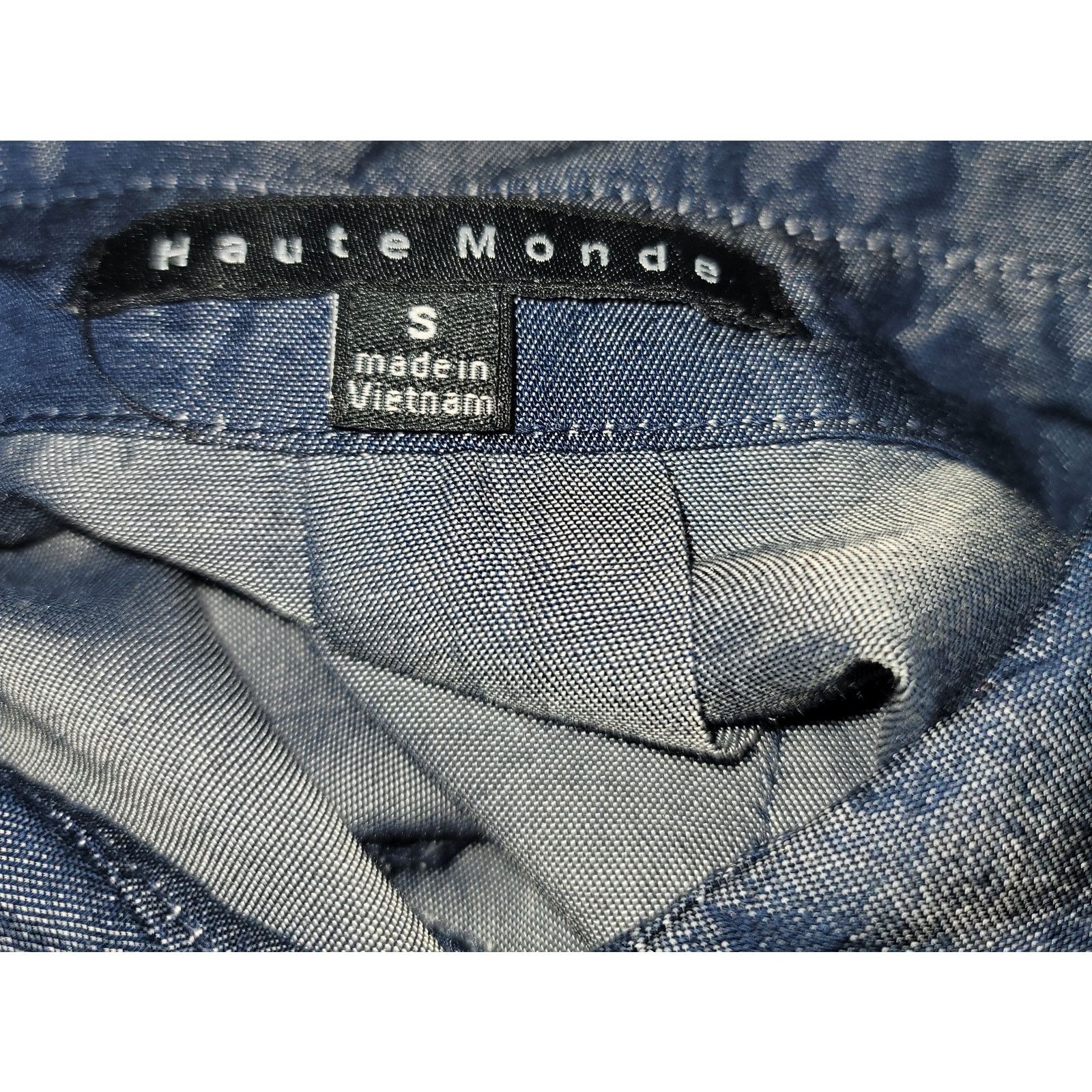 Other Haute Monde Blue Chambray Shirt Mini Dress S Hidden Pockets Size S / US 4 / IT 40 - 3 Thumbnail