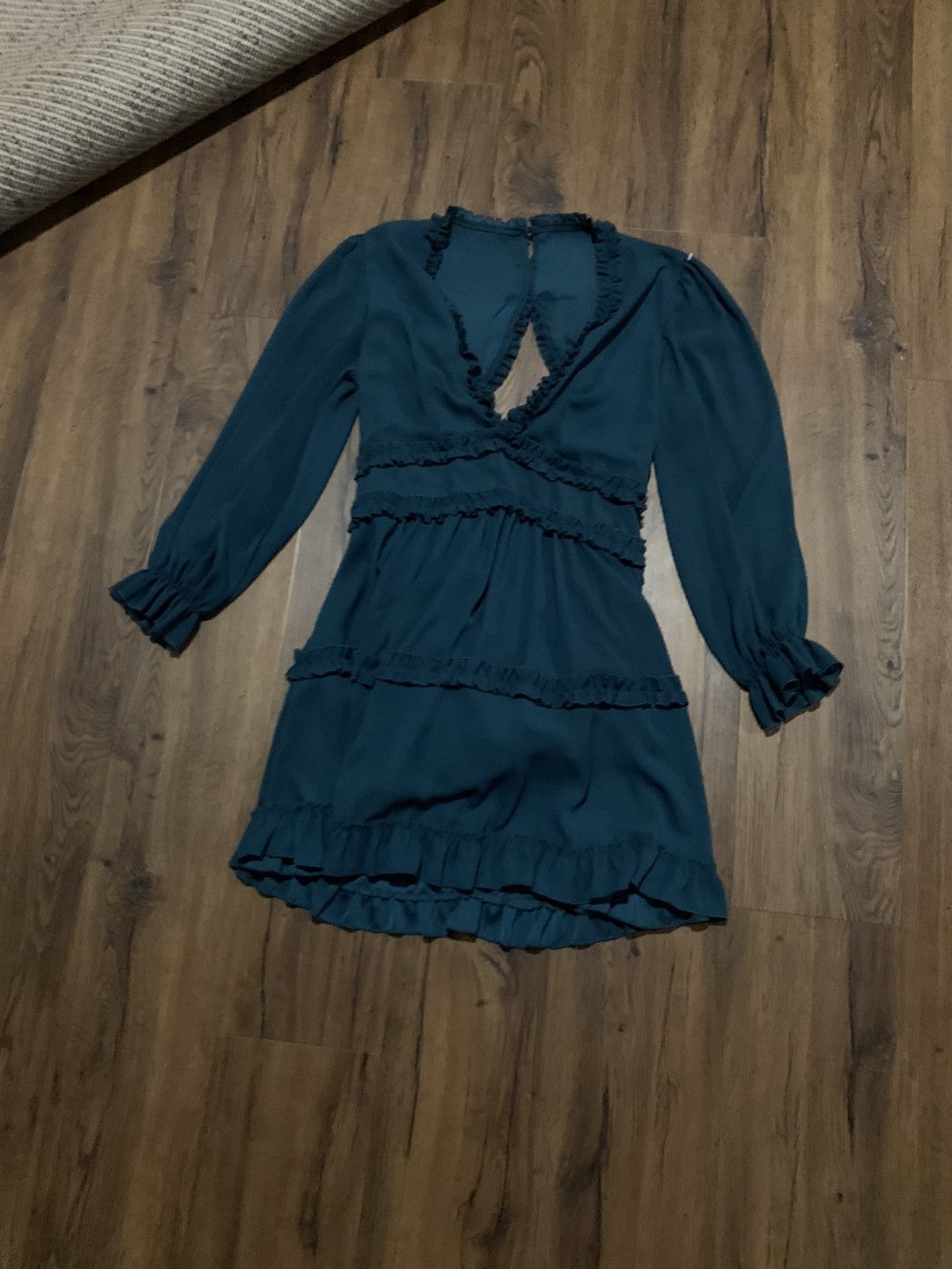 Other Dark blue/green long sleeve ruffled dress Size M / US 6-8 / IT 42-44 - 3 Thumbnail
