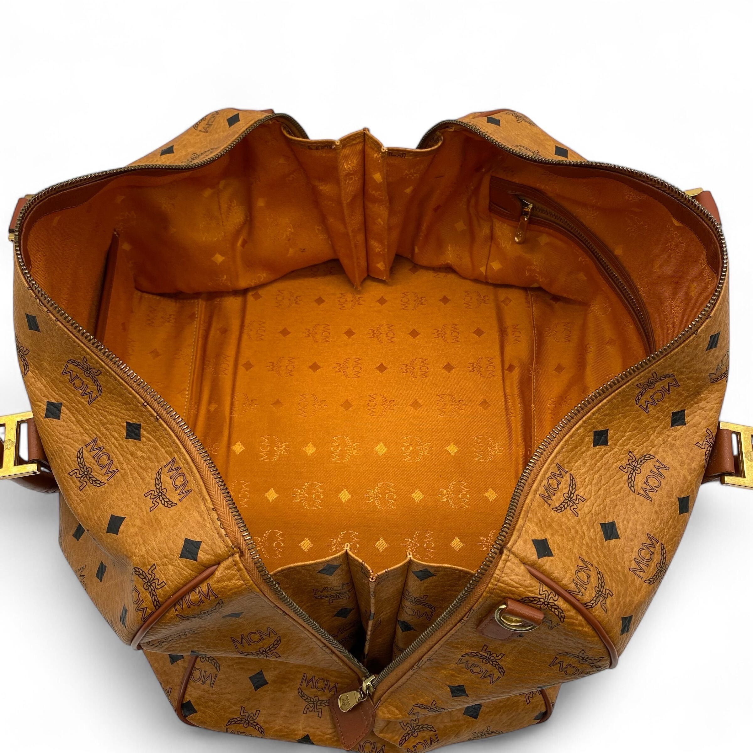 MCM MCM Visetos Boston Bag Cognac Size ONE SIZE - 8 Thumbnail