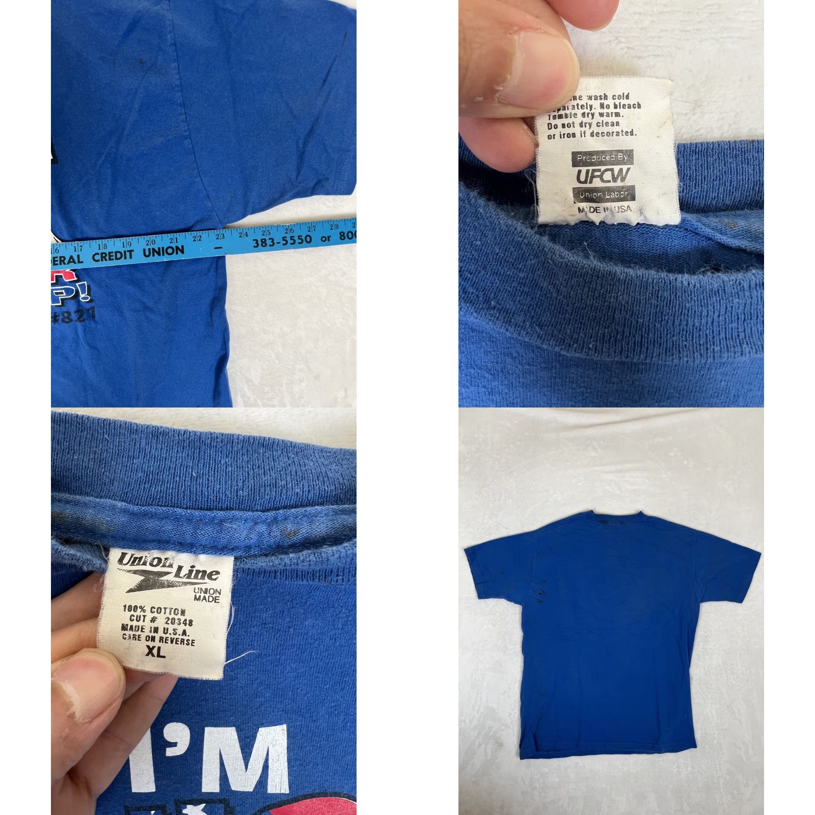 Vintage VINTAGE Union Line Shirt T-Shirt XL Men Blue Cotton Crew Neck Short Sleeve Dog School California CSEA River Dogs 1990s Mens Size US XL / EU 56 / 4 - 8 Thumbnail