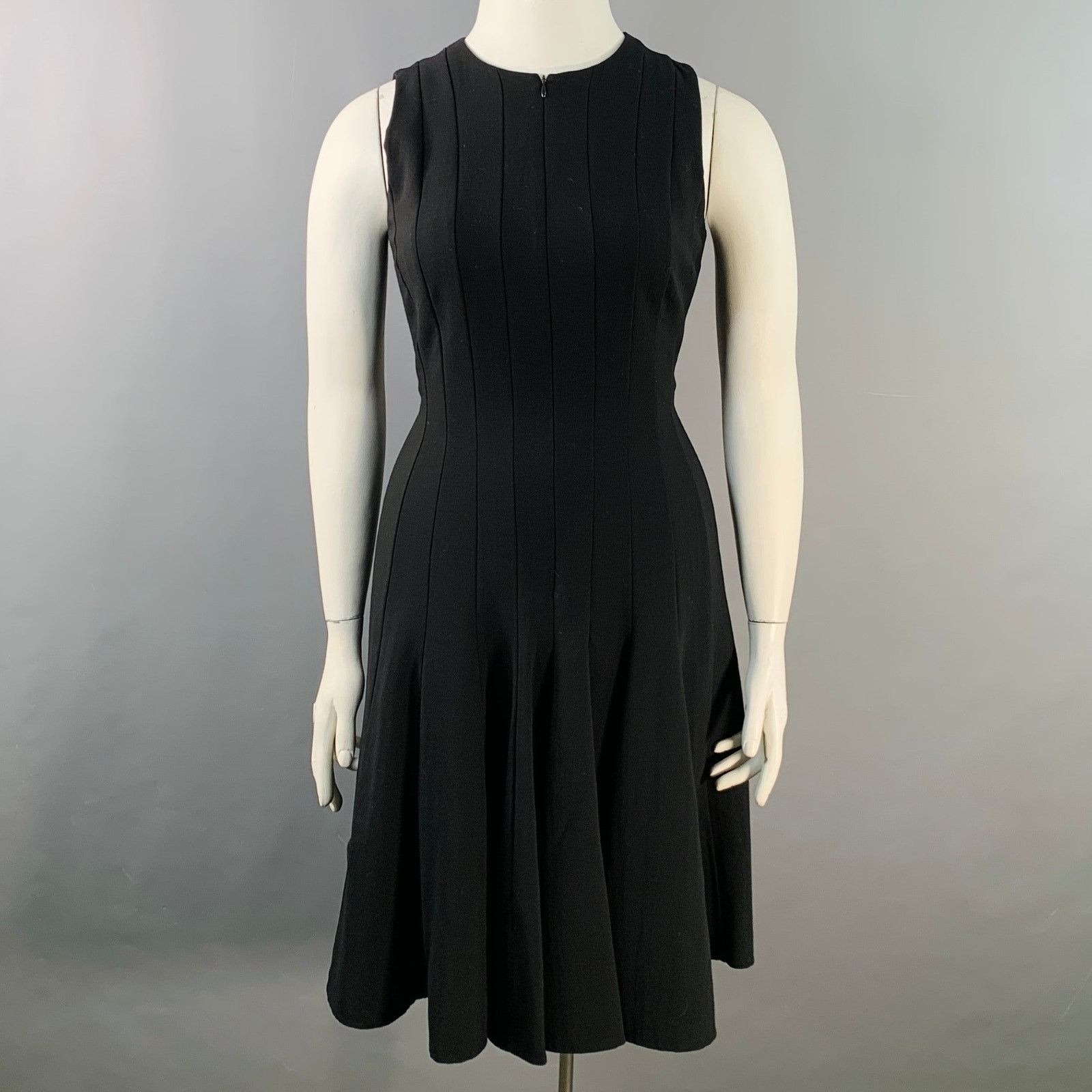 Akris Size 10 Black Wool Zip Up Knee Length Sleeveless Tulip Dress Size L / US 10 / IT 46 - 1 Thumbnail