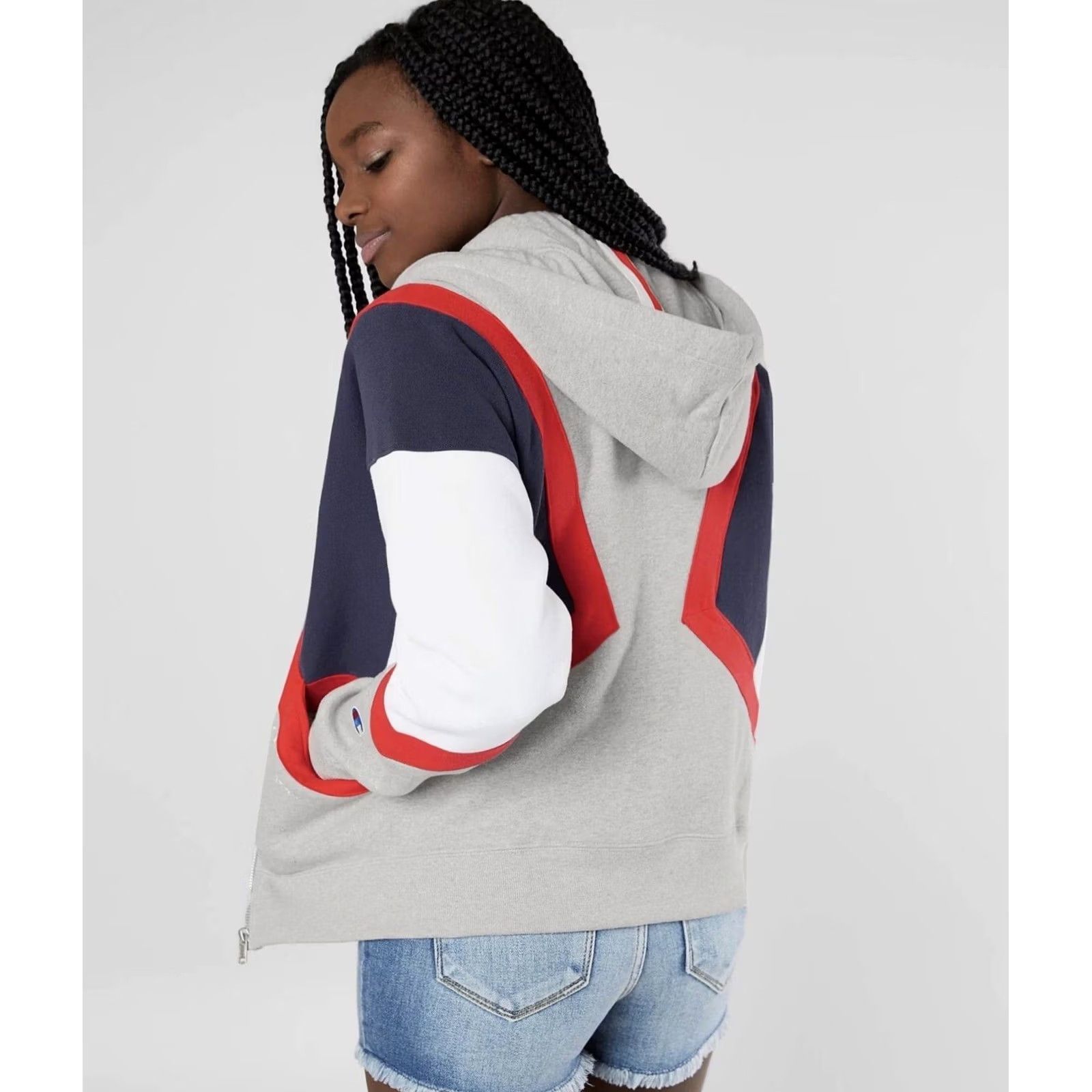 Champion Champion Sweatshirt Colorblock Reverse Weave Zip Hooded M Womens multicolor USA Logo Embroidered Pockets Long Sleeve Size M / US 6-8 / IT 42-44 - 3 Thumbnail