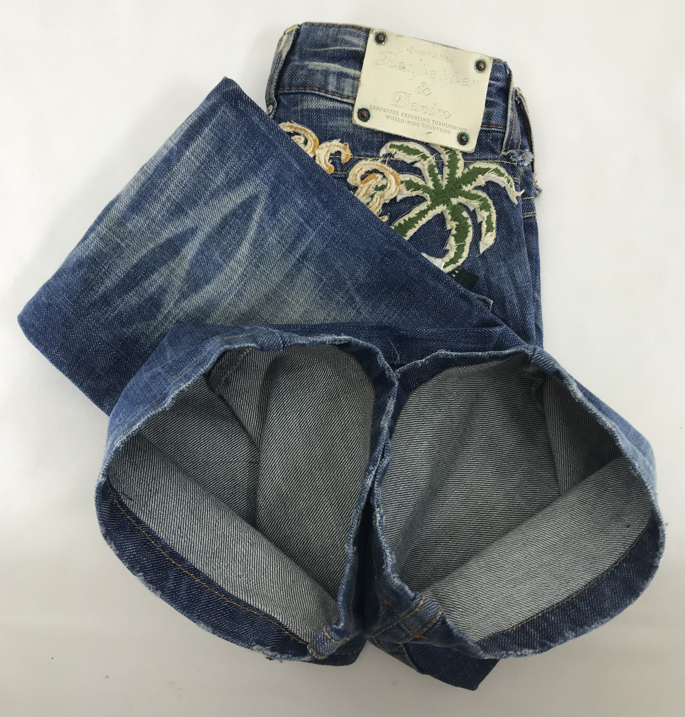 Japanese Brand Vintage Red Pepper Denim Embroidered Flare Jeans Size 25" / US 0 / IT 36 - 15 Thumbnail