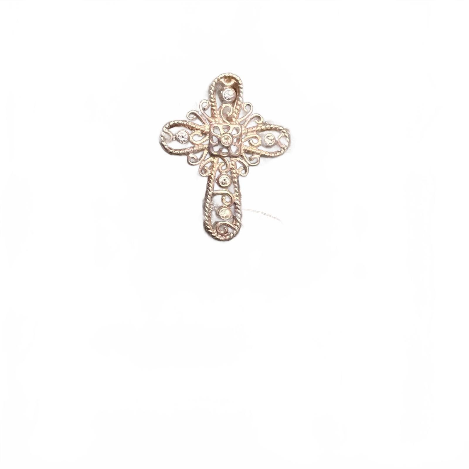 Unknown London Intricate Silver Tone Filigree Cross Brooch Size ONE SIZE - 1 Preview