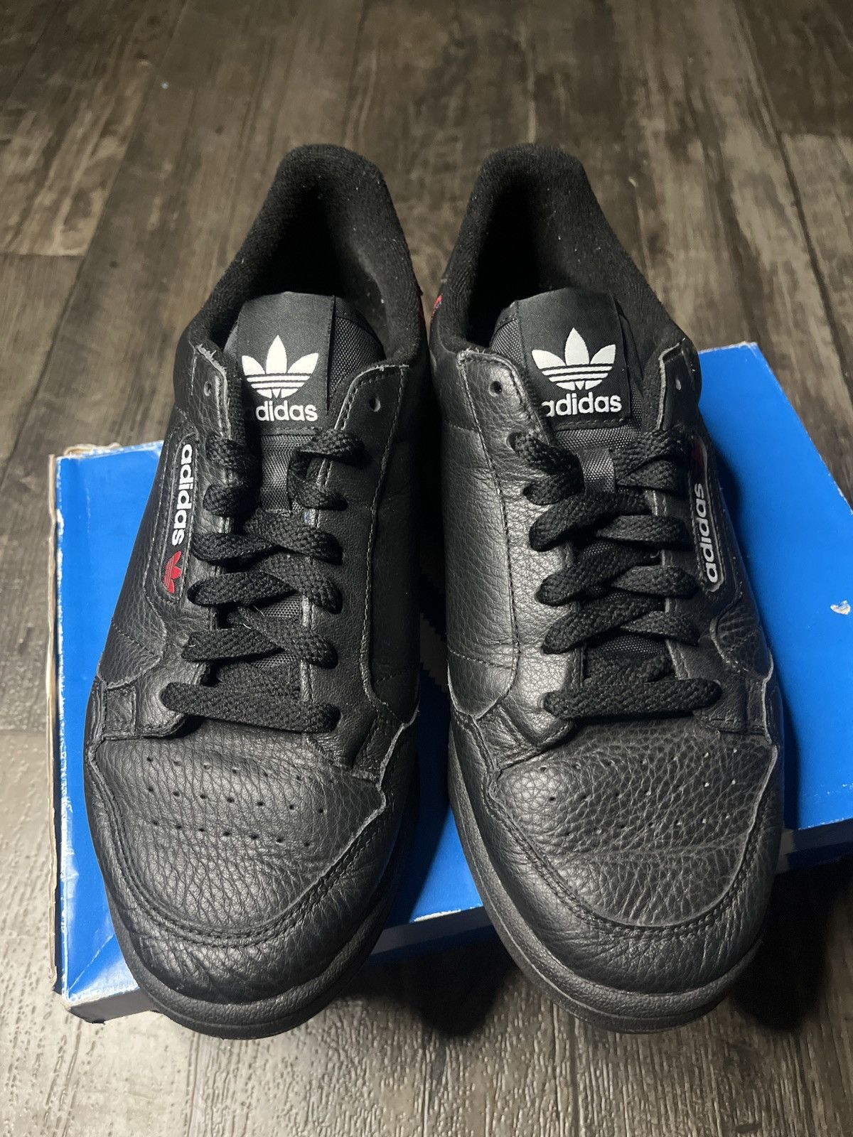 image of Adidas Continental 80 Black Scarlet Red Shoes in Black/Red, Men's (Size 8.5)