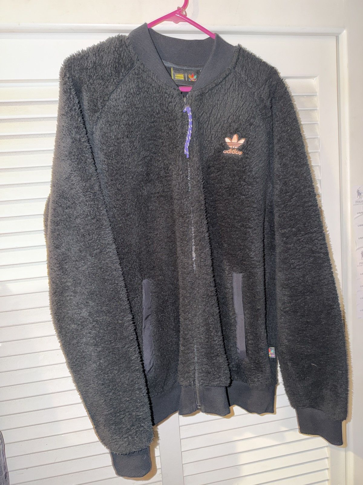 Adidas × Pharrell Adidas Pharrell williams hu black fuzzy track jacket large Size US L / EU 52-54 / 3 - 1 Thumbnail
