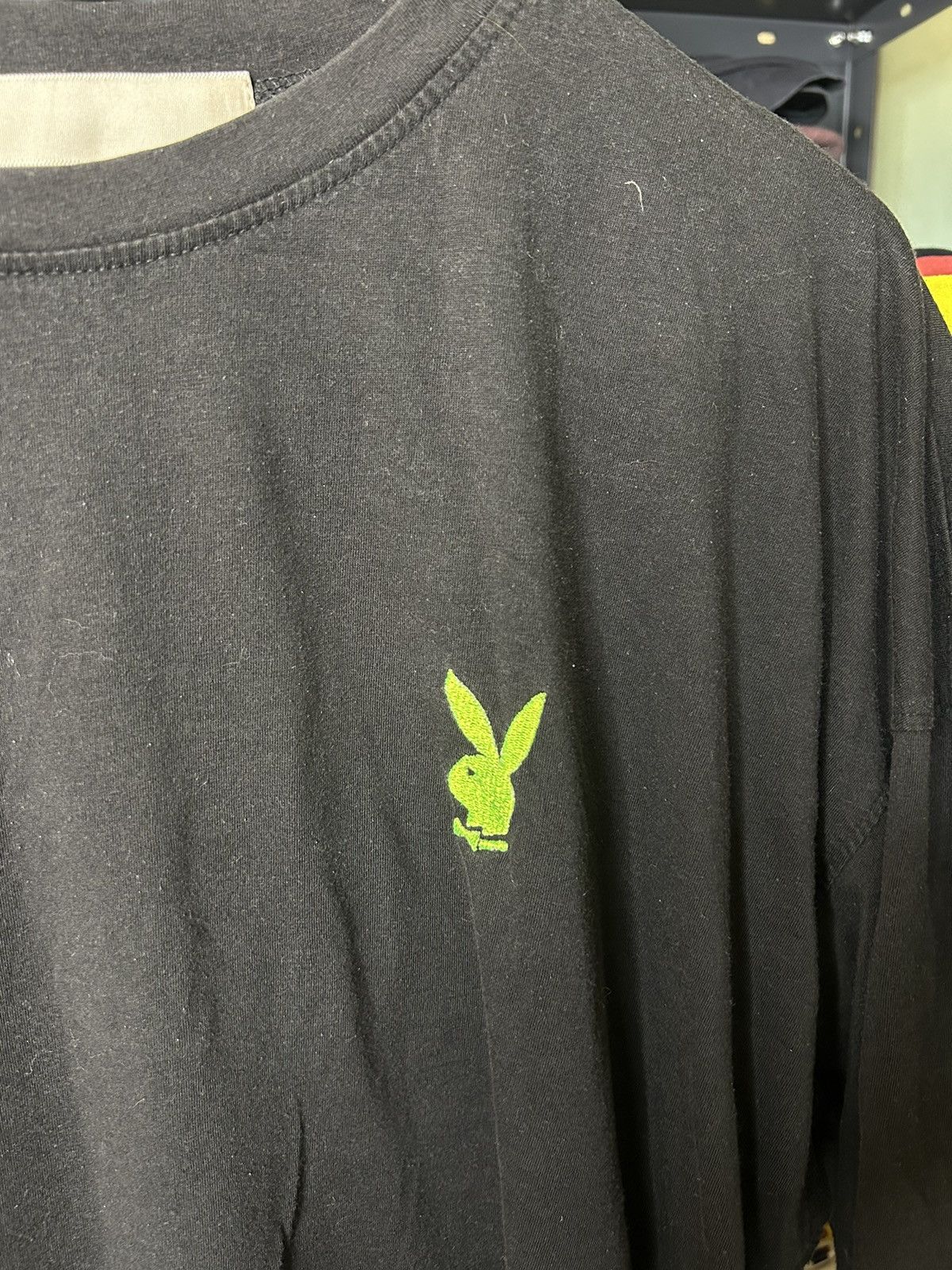 Playboy × Vintage Vintage Playboy T-Shirt Black Neon Green Logo Size US XXL / EU 58 / 5 - 2 Thumbnail