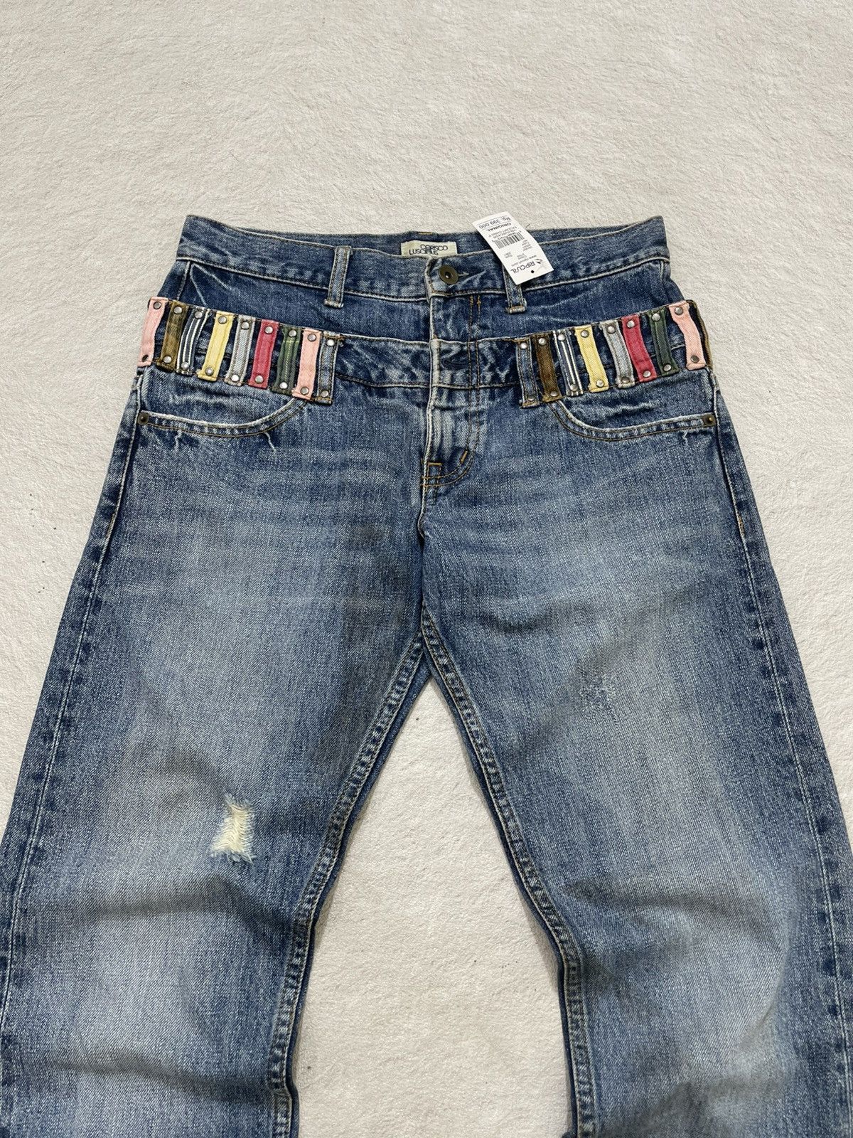 Number (N)ine 2000s Japanese Double Waist Denim Wash Distressed LGB ifsix Size US 29 - 2 Thumbnail