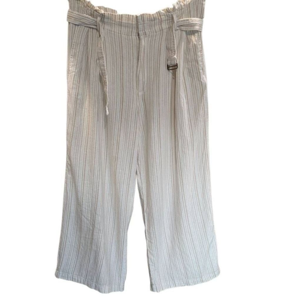 Banana Republic Banana Republic Beige White HighWaist Wide Leg Pants Size16 Size 38" / US 16 / IT 52 - 1 Thumbnail