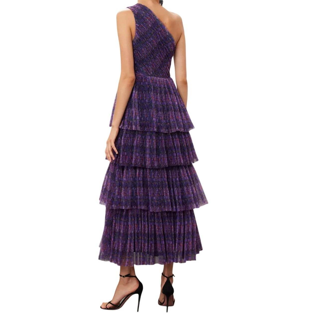 Hutch Hutch Tiered Floral Xala Dress in Purple Multi, Size US 12 Size XL / US 12-14 / IT 48-50 - 3 Thumbnail