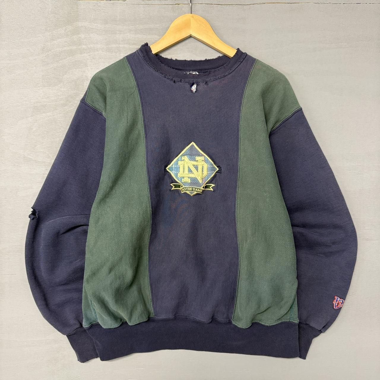 Vintage Notre Dame 90s Rugby Style Thrashed Sweatshirt XXL Size US XXL / EU 58 / 5 - 1 Thumbnail