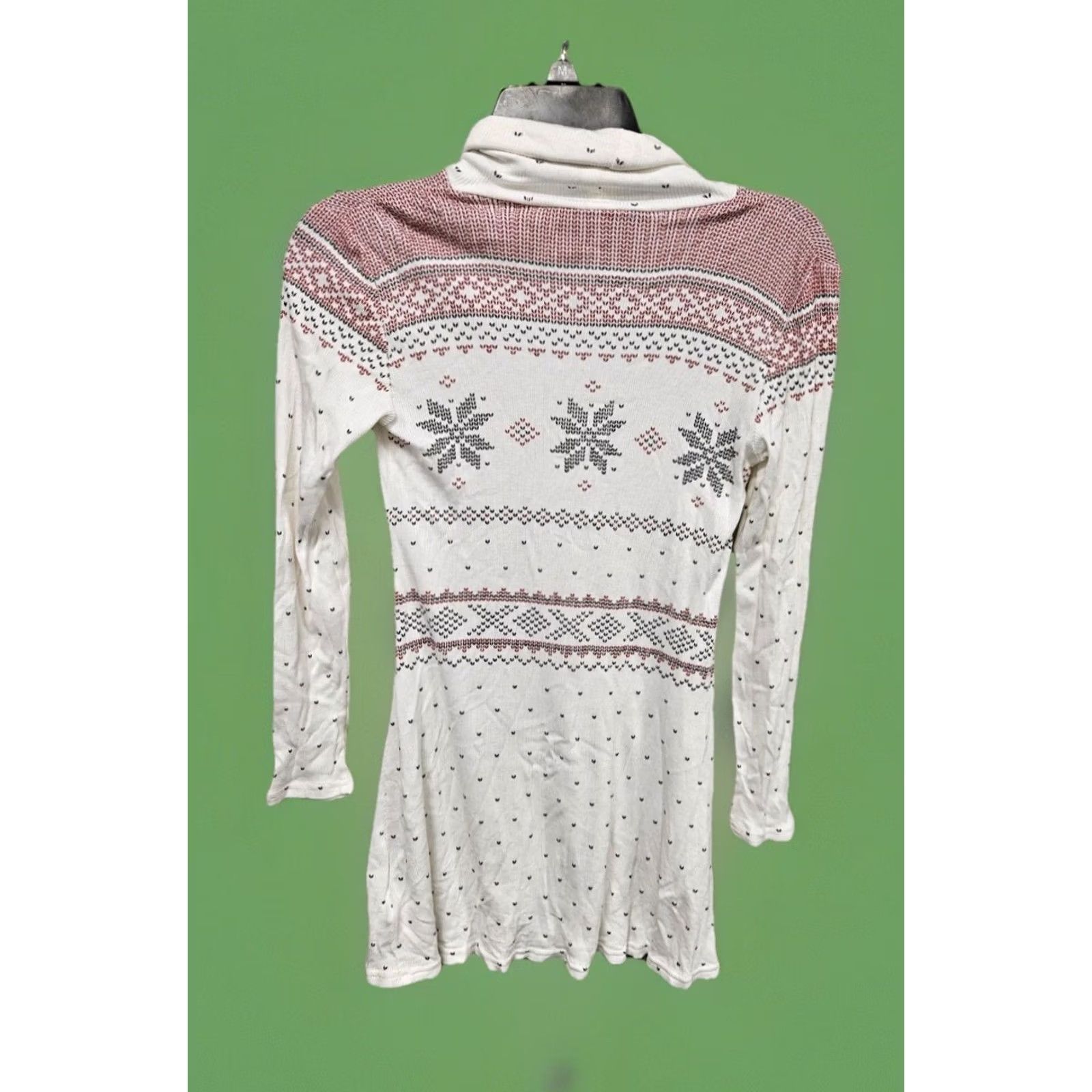 Ralph Lauren Polo Ralph Lauren Fair Isle Reindeer Tunic Thermal Sweater Dress Medium Women's Long Sleeve Cowl Neck White/Gray/Pink Holiday Winter Vintage No Size M / US 6-8 / IT 42-44 - 4 Thumbnail