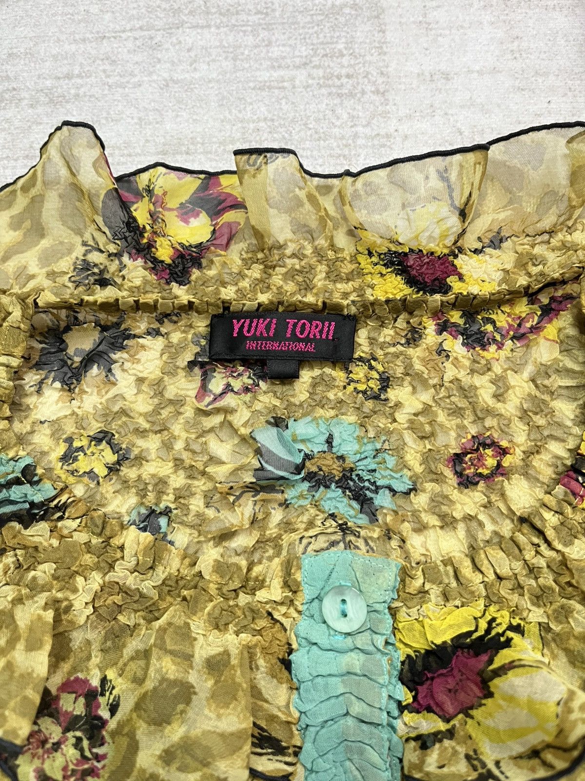 Other Vintage Pleated Ruffle Floral Blouse Yuki Torii Size M / US 6-8 / IT 42-44 - 5 Thumbnail