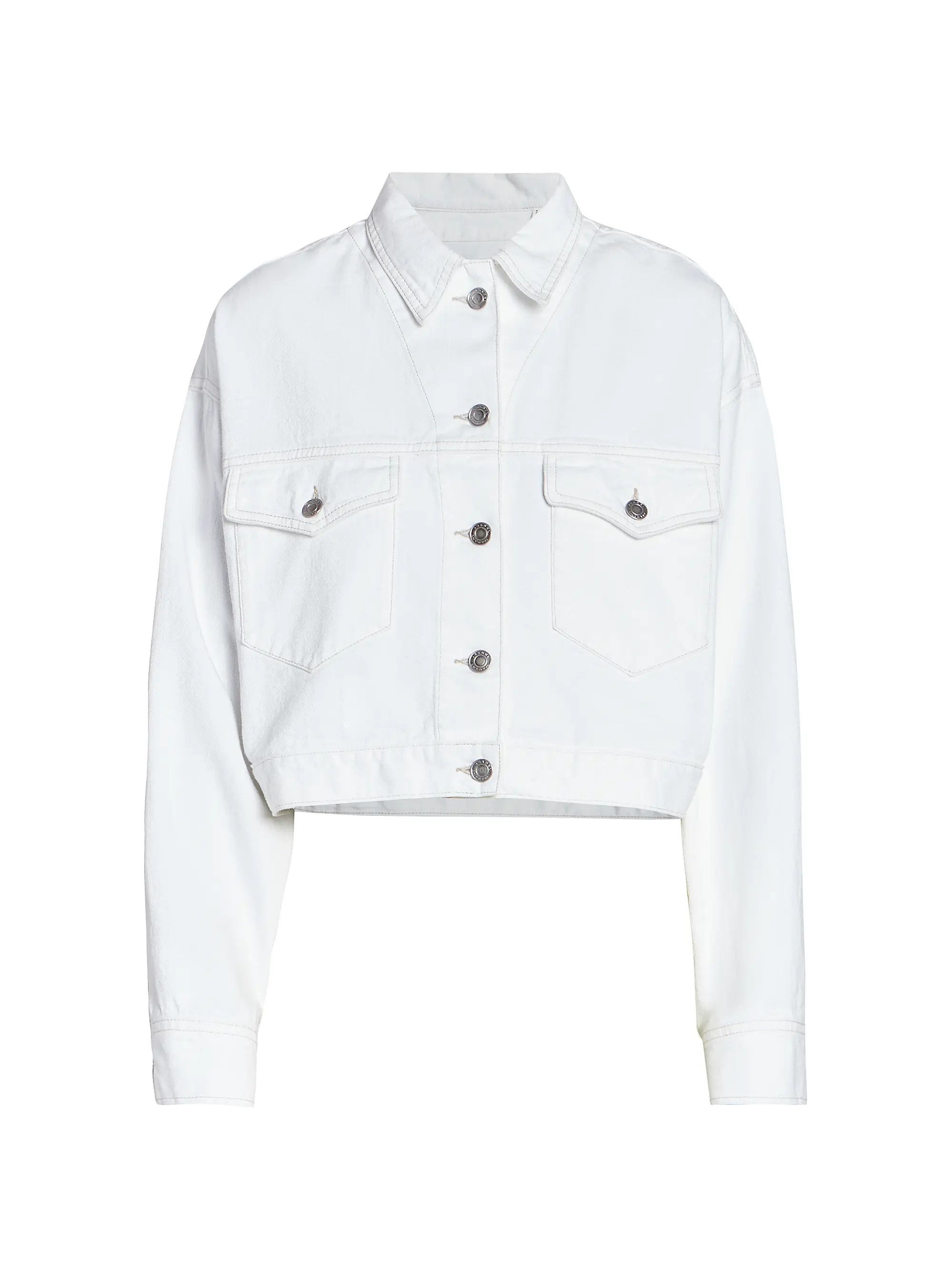 Isabel Marant o1B3y1r0526 Tadia Denim Jacket in White Size L / US 10 / IT 46 - 1 Thumbnail