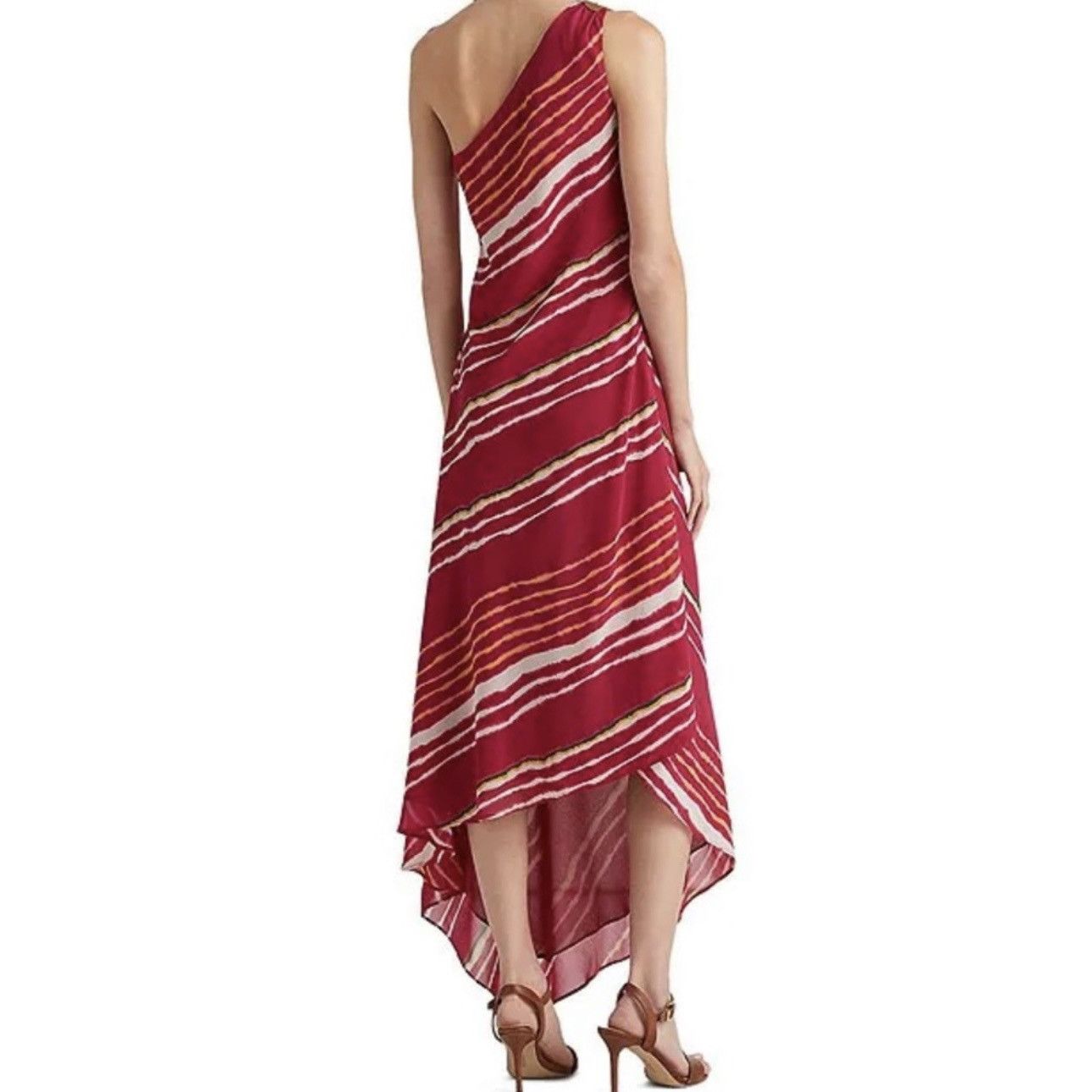 Lauren Ralph Lauren LAUREN RALPH LAUREN Striped One-Shoulder Georgette Dress Size L / US 10 / IT 46 - 11 Thumbnail