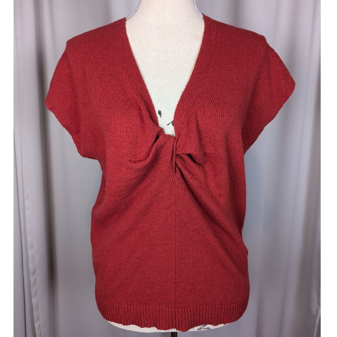 Joie Joie Alenah Twist Front Knit Sweater Rust Red Pullover Size L / US 10 / IT 46 - 11 Thumbnail