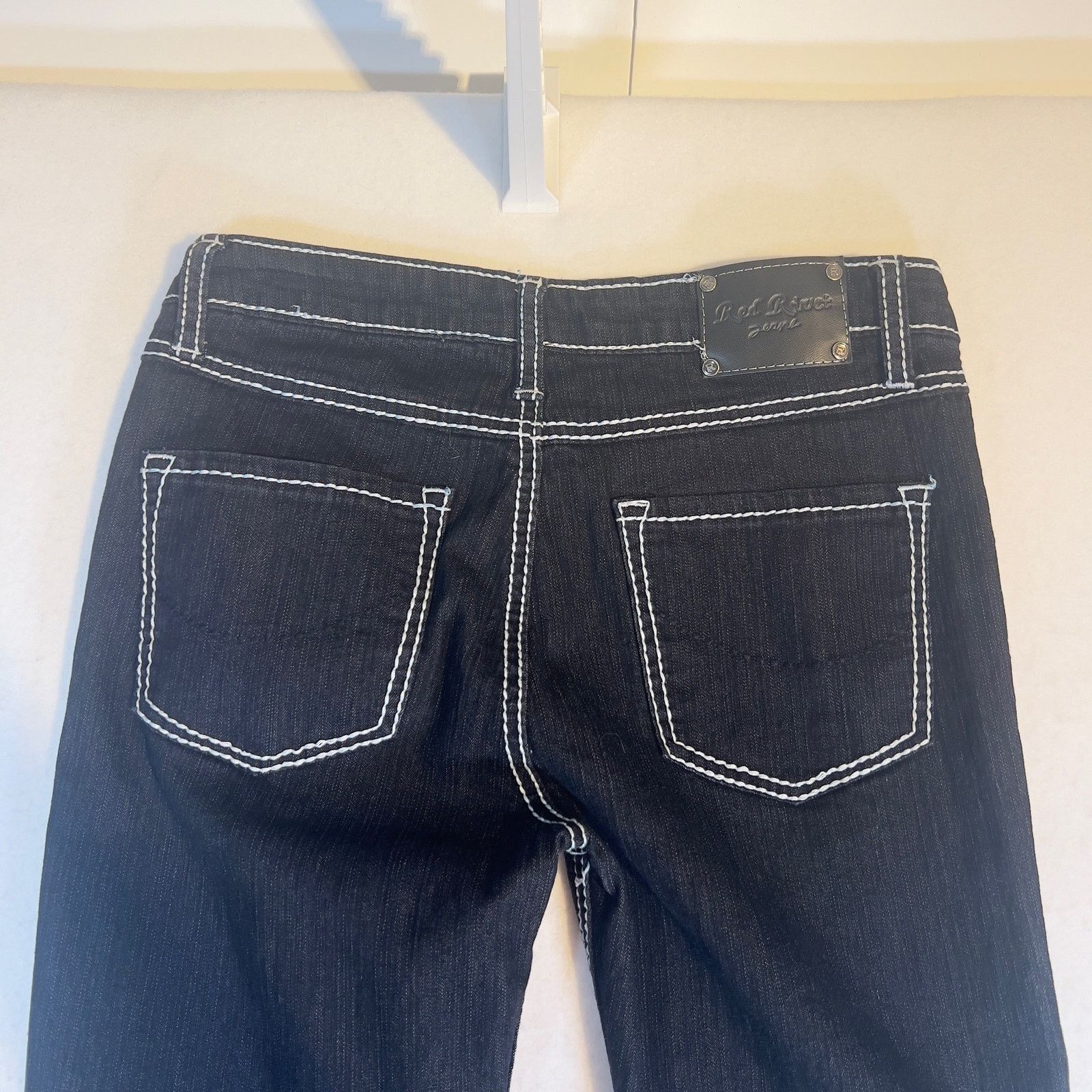 Other Red Rivet Jeans Woman's Medium Black/ White Stitch 29W x 30L Size 29" - 4 Thumbnail