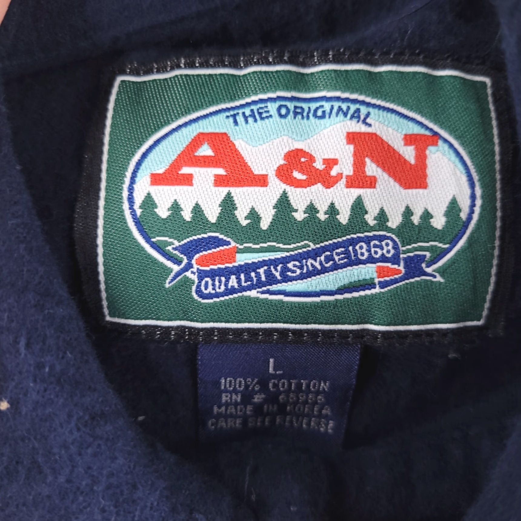 Vintage A&N Shirt Mens Large Flannel Navy Blue Chamois Cloth Long Sleeve Button Up Shirt Mens L Blue Flannel Button-Up Size US L / EU 52-54 / 3 - 2 Thumbnail