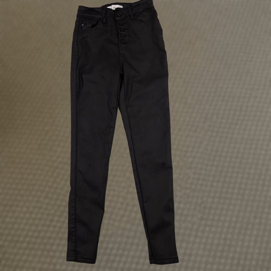 Vintage KanCan Jeans Womens 7 27 Crop Skinny Button Fly Stretch Pants Jeggings Black Size 27" / US 4 / IT 40 - 1 Thumbnail
