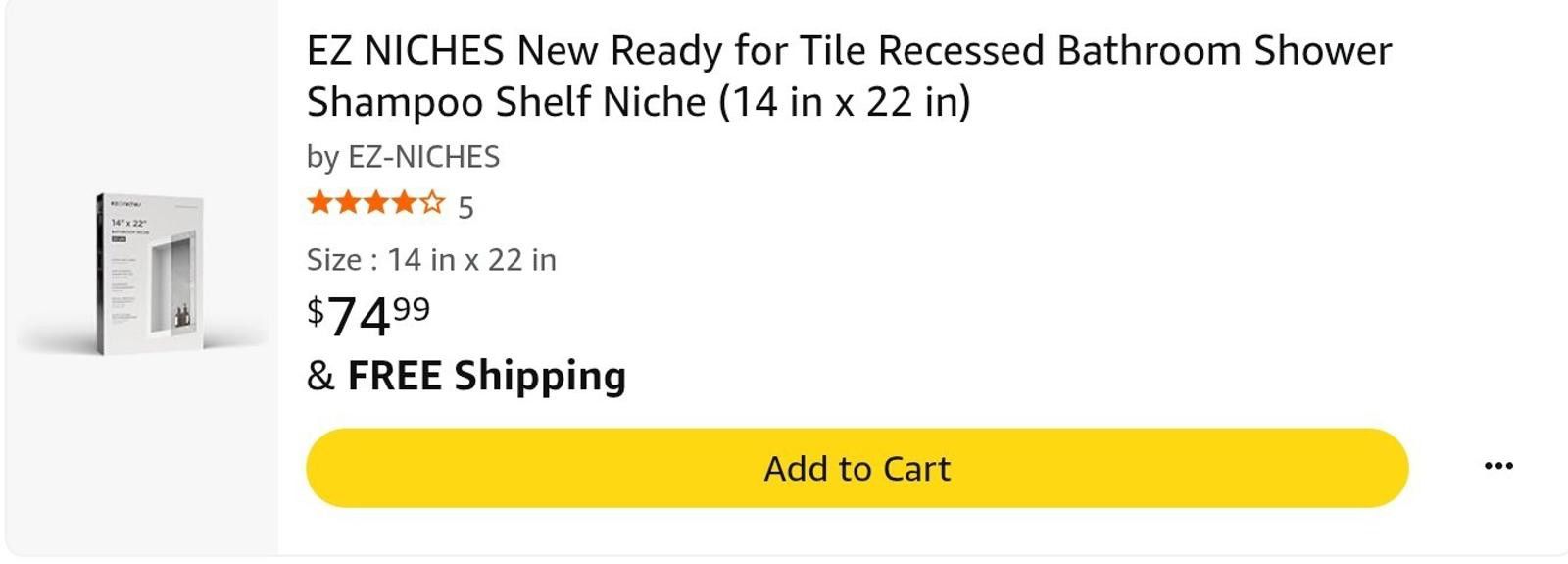 Niche EZ NICHES New Ready for Tile Recessed Sheilf Size ONE SIZE - 2 Thumbnail