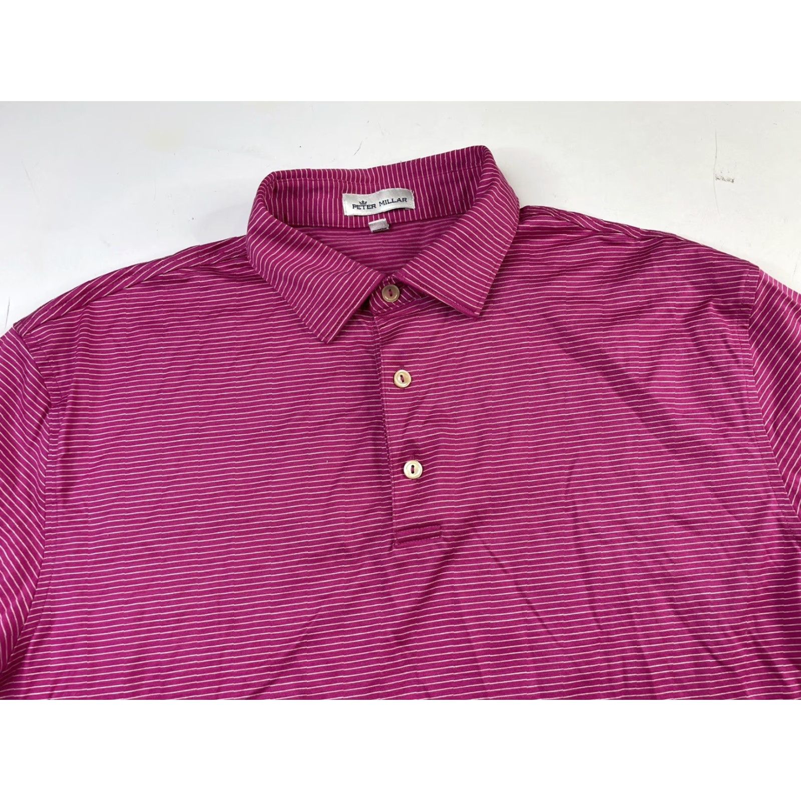 Peter Millar Peter Millar Polo Shirt Short Sleeve Striped Pink Cotton Mens M Golf Size US M / EU 48-50 / 2 - 2 Thumbnail