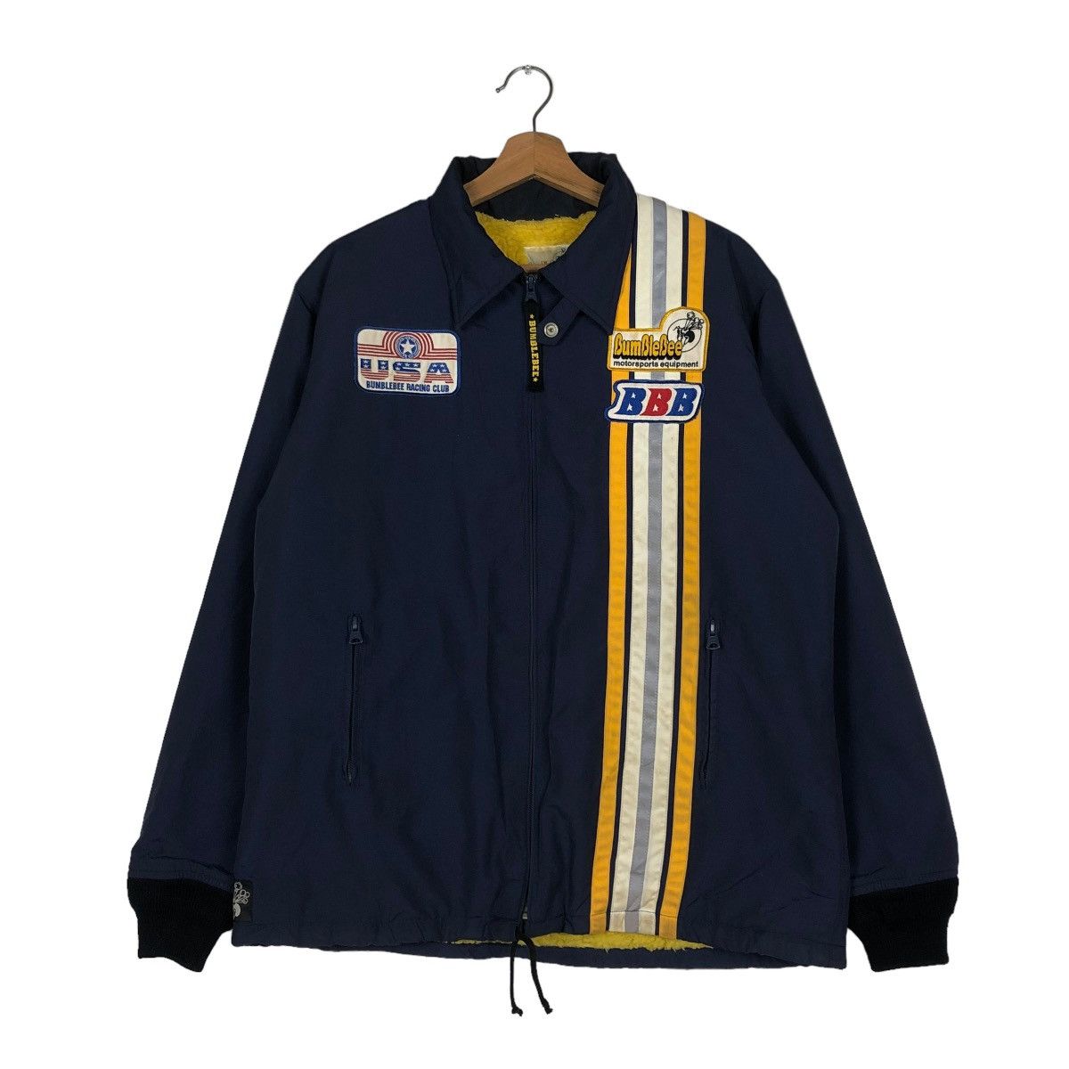Japanese Brand 📌VINTAGE BOMBER BIKER JACKET BUMBLEBEE RACING CLUB USA Size US L / EU 52-54 / 3 - 2 Thumbnail
