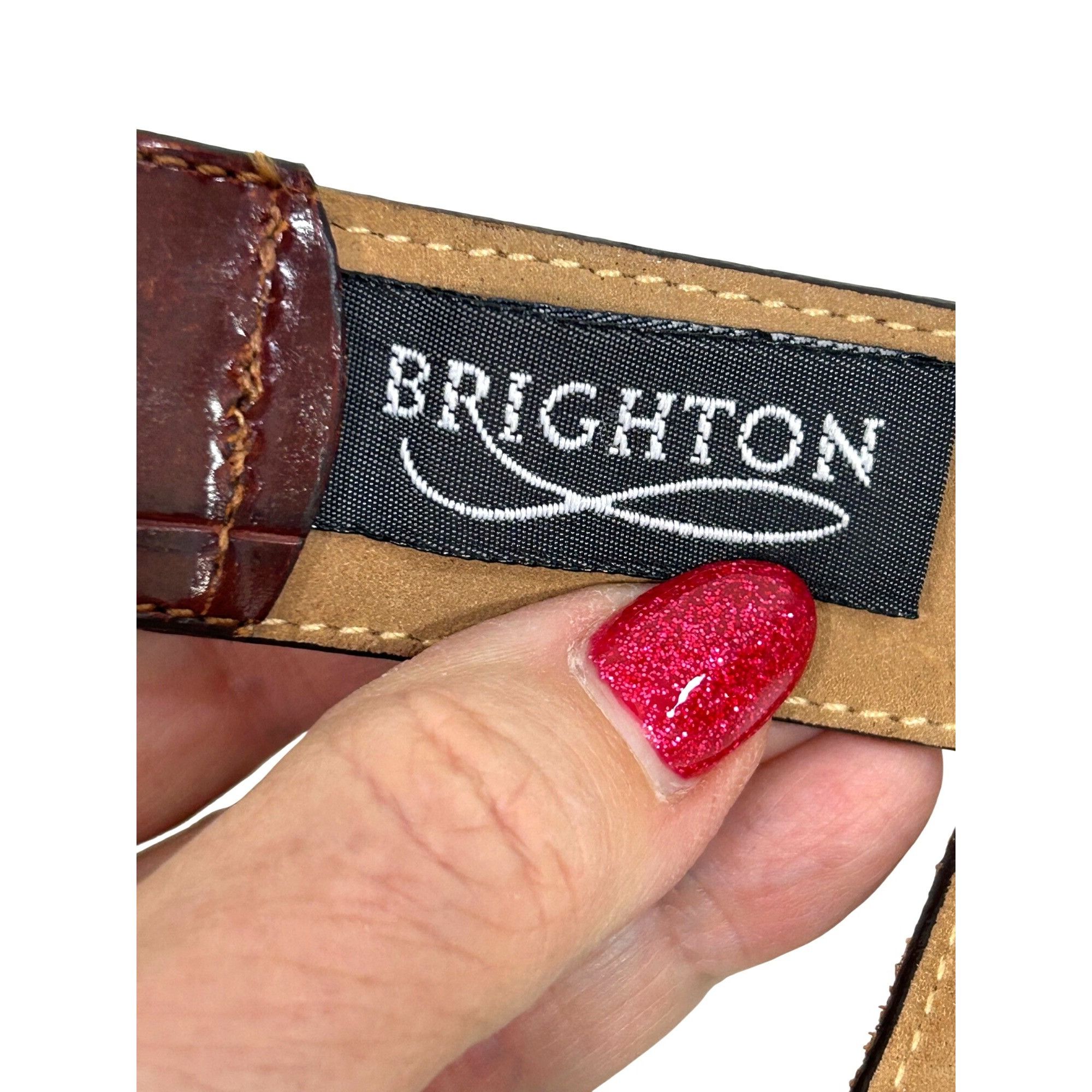 Brighton Brighton Vtg Belt S Brown Crocodile Silver Tone Twisted Rope Size ONE SIZE - 2 Thumbnail