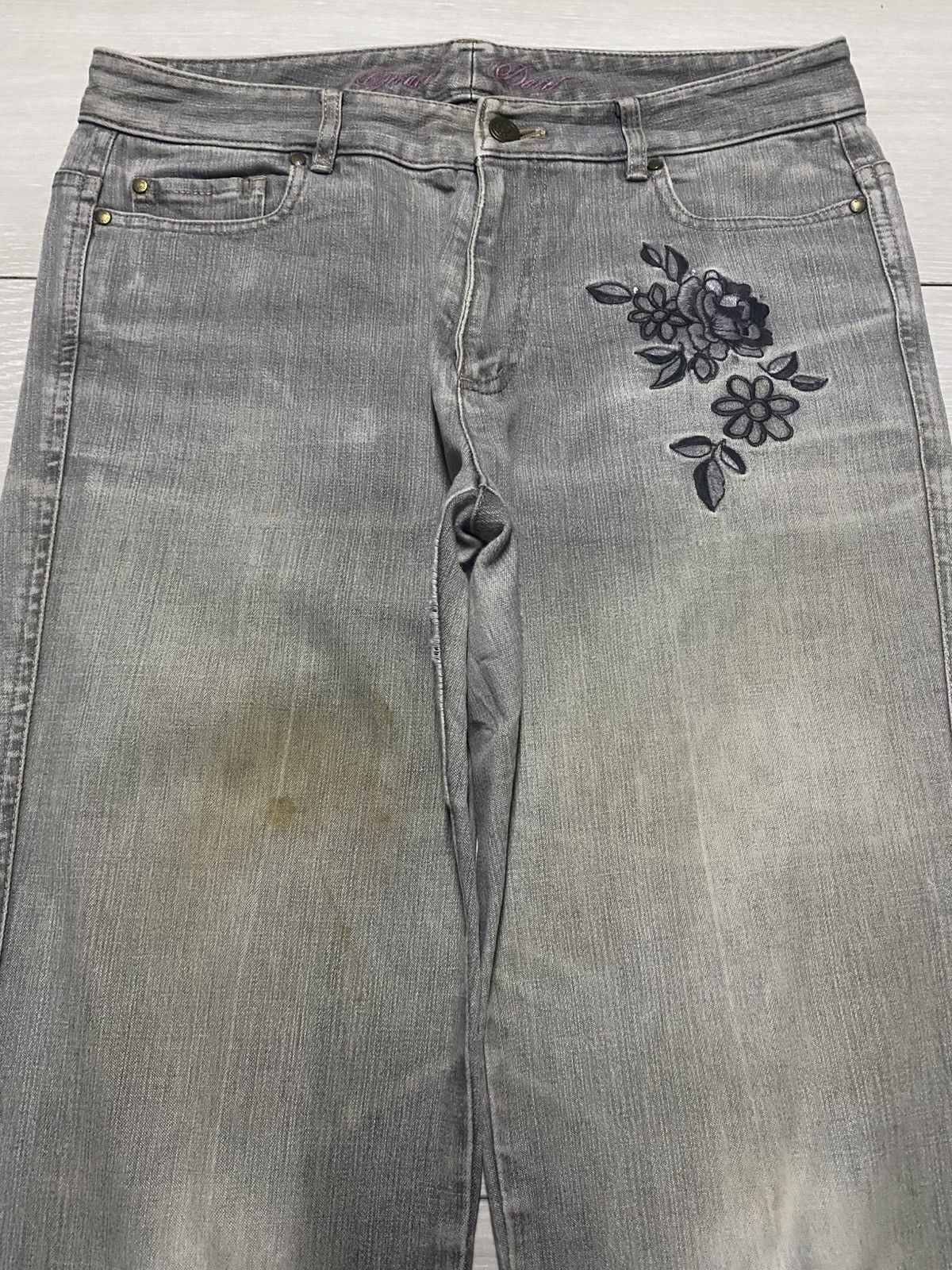 Japanese Brand Vintage Japanese Gerald Darel Grey Embroidery Flare Jeans Size US 30 / EU 46 - 3 Thumbnail