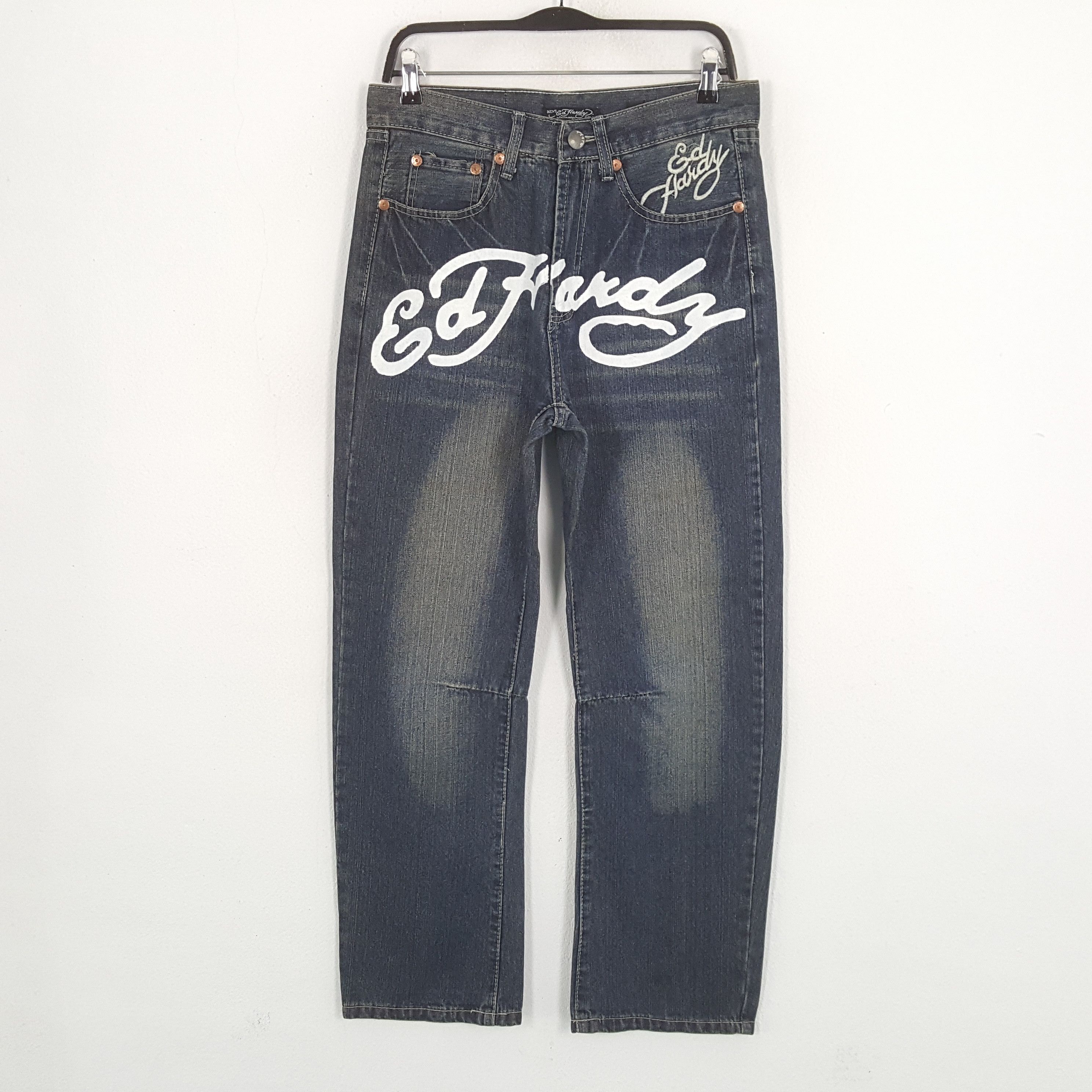 Christian Audigier × Ed Hardy × Vintage ED HARDY Designer Brand Fashion Style Custom Art Jeans Size US 30 / EU 46 - 1 Thumbnail