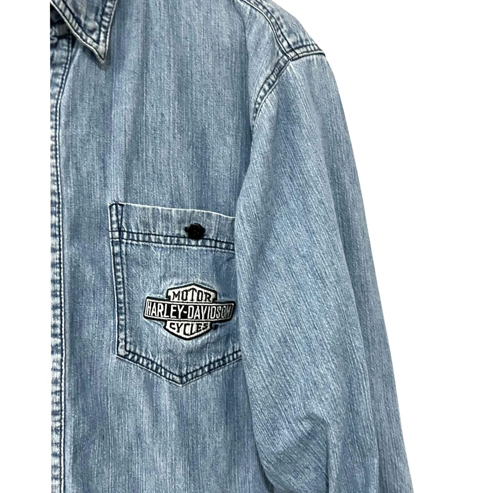 Harley Davidson VINTAGE Harley Davidson Button-Up Denim Embroidered Pocket Mens M Size US M / EU 48-50 / 2 - 4 Thumbnail