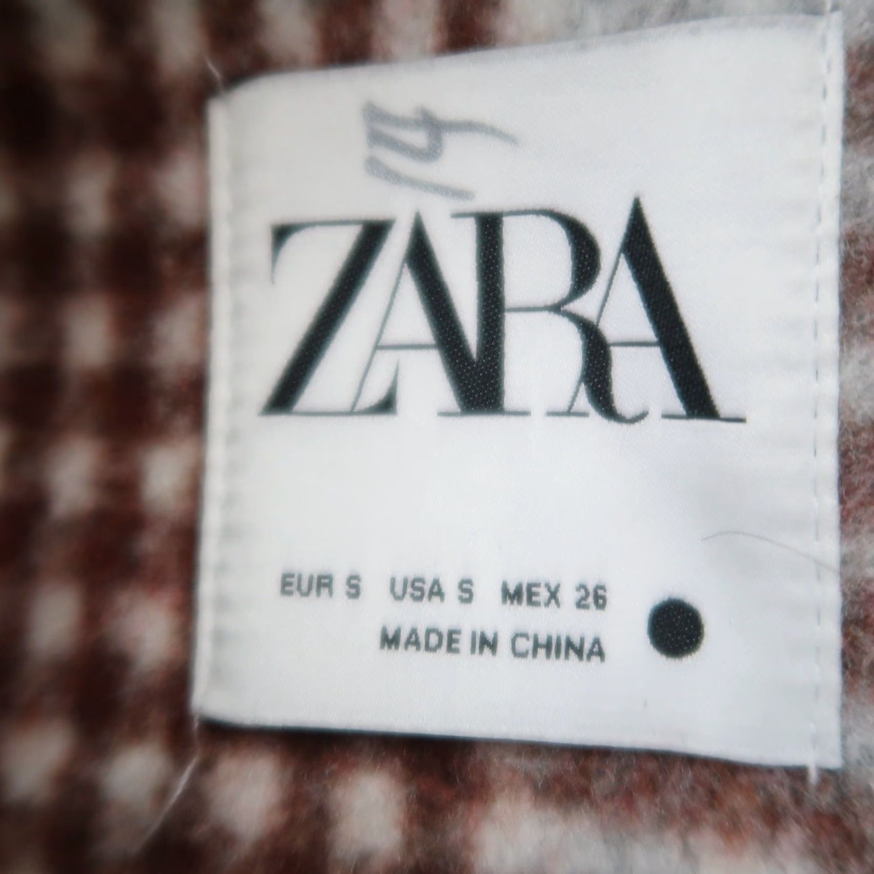 Zara ZARA Coat Plaid Grey Navy Faux Wool Knit Mid-Length S Womens Fall Winter Button Overcoat Size S / US 4 / IT 40 - 5 Thumbnail
