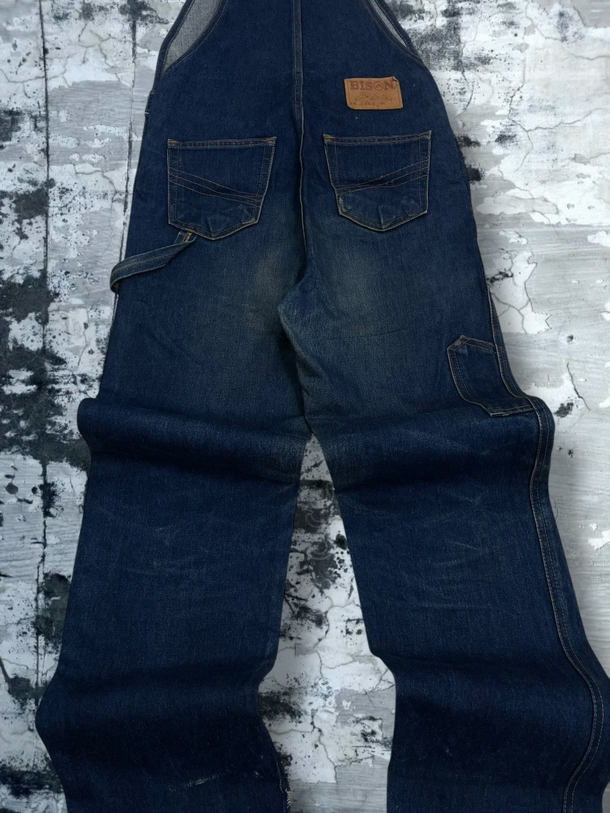 Japanese Brand Vintage 90s Designer Bison Rustic Blue Overall Iconic Denim Size US 33 - 13 Thumbnail