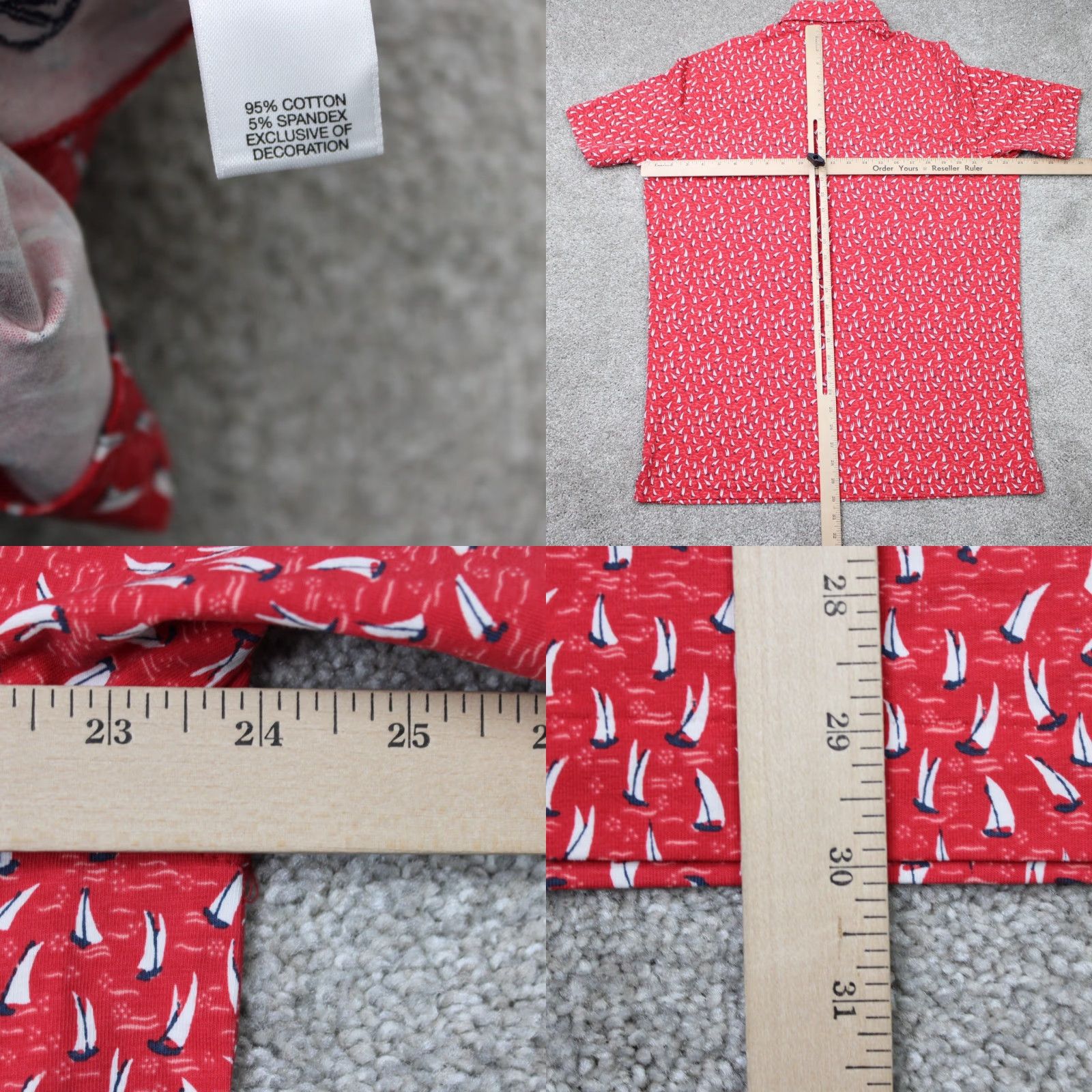Cremieux Cremieux Classics Polo Shirt Mens Large Red Sailboat All Over Print Short Sleeve Shirt Size US L / EU 52-54 / 3 - 8 Thumbnail