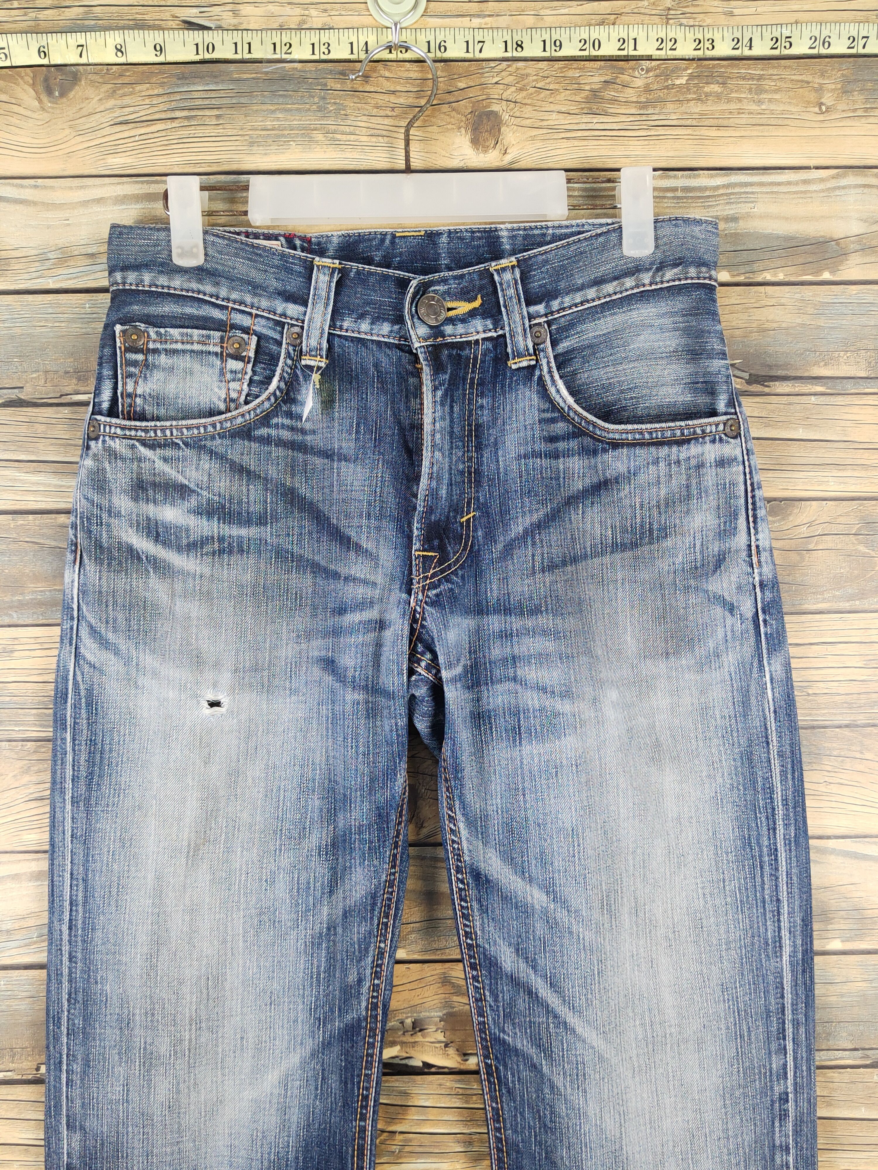 Edwin Edwin 305 Dark Blue Distressed Ripped denim Jeans #W1571 Size US 30 / EU 46 - 2 Thumbnail
