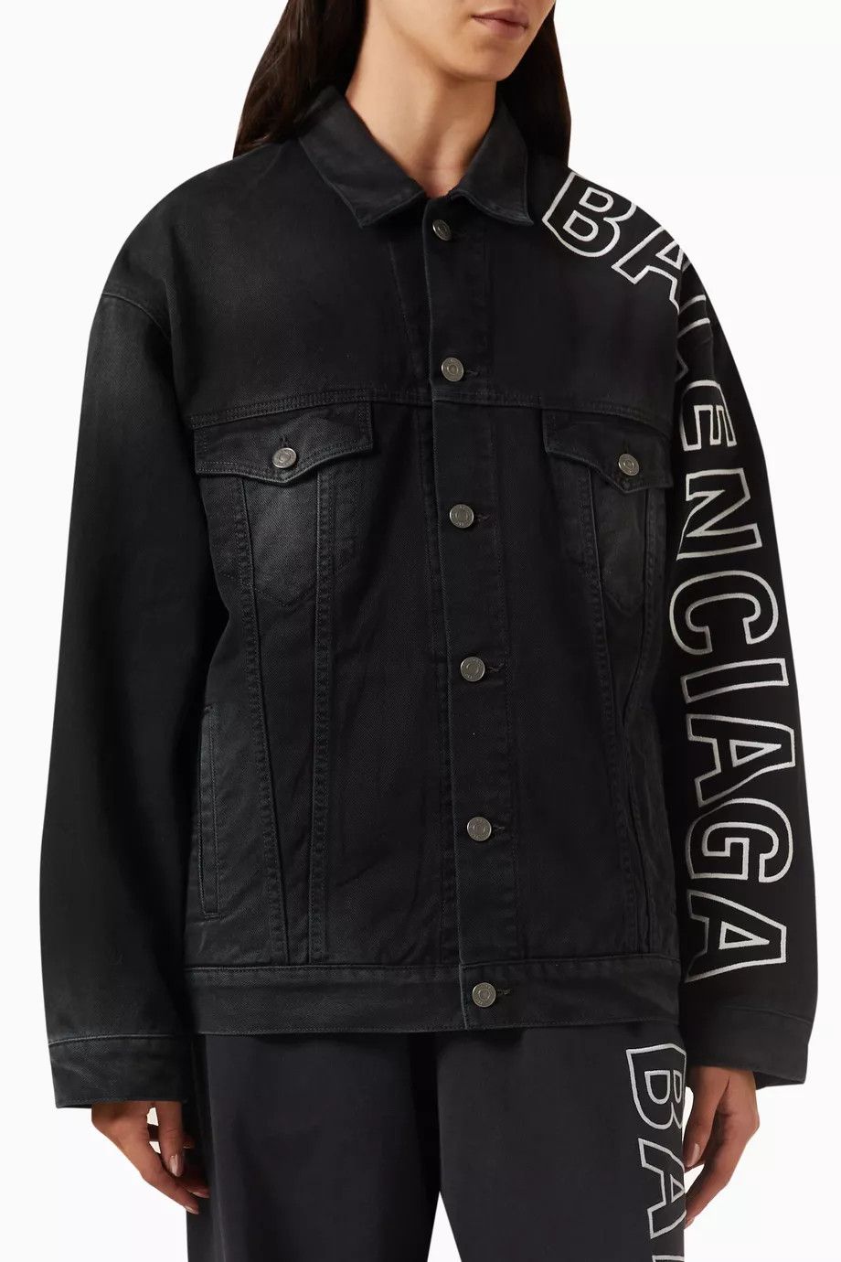Balenciaga o1w1db10425 Dup / Outline Large Fit Jacket in Black Size XL / US 12-14 / IT 48-50 - 5 Thumbnail
