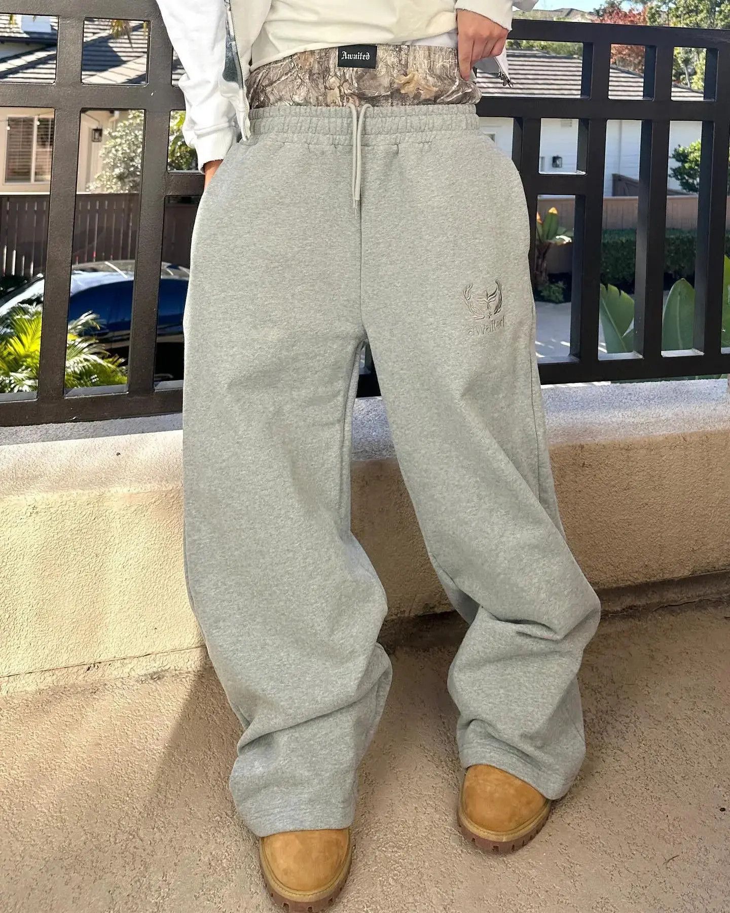 Double Waist Camouflage Boxer Baggy Sweatpants - Bottoms