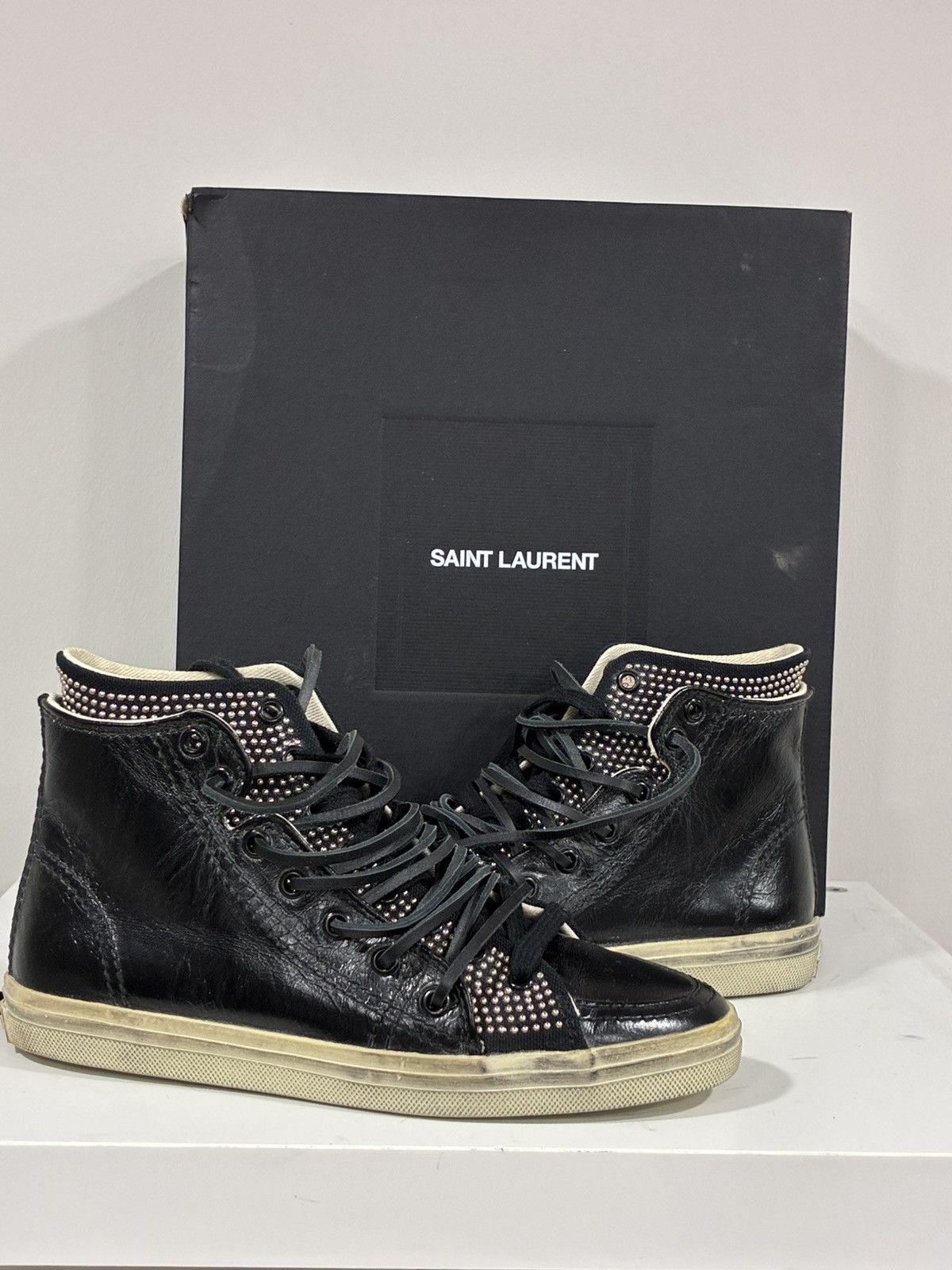 Saint Laurent Paris Double Studded High Top Sneaker EU 35 USA 5 Size US 5 / IT 35 - 2 Thumbnail