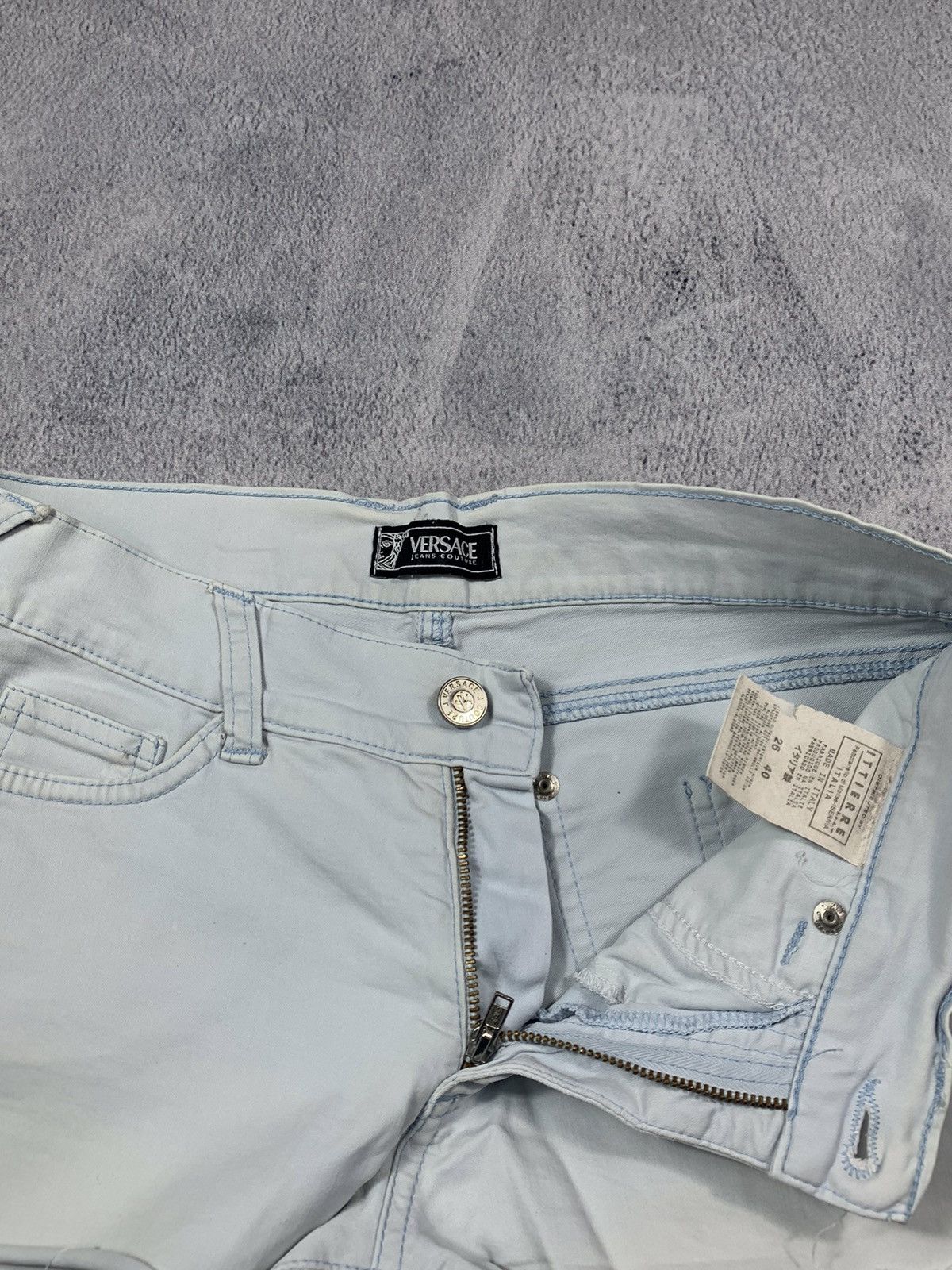 Versace × Versace Jeans Couture × Vintage Vintage Y2K Versace Jeans Couture cropped faded denim shorts Size 26" / US 2 / IT 38 - 6 Thumbnail