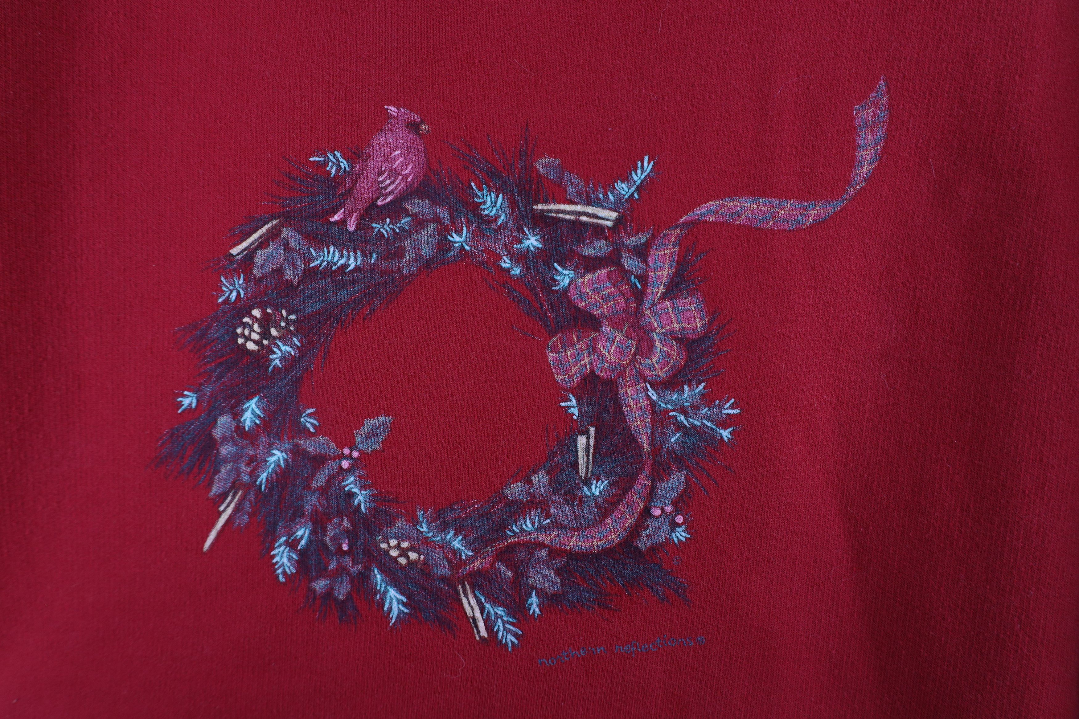 Vintage Vintage 90s Country Primitive Christmas Wreath Sweatshirt Size XXL / US 16-18 / IT 52-54 - 4 Thumbnail