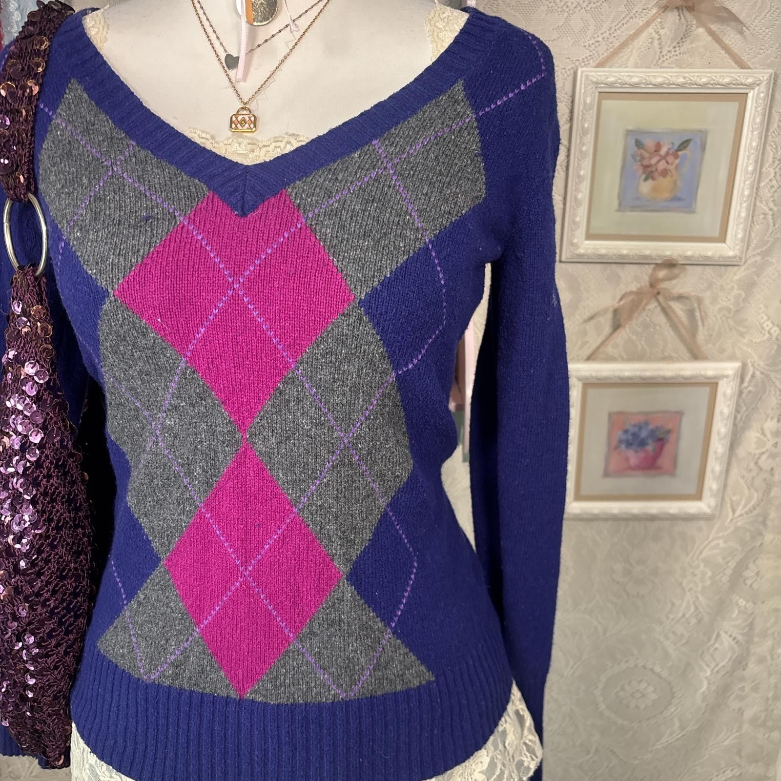 Old Navy vintage y2k purple fitted sweater Size S / US 4 / IT 40 - 2 Thumbnail