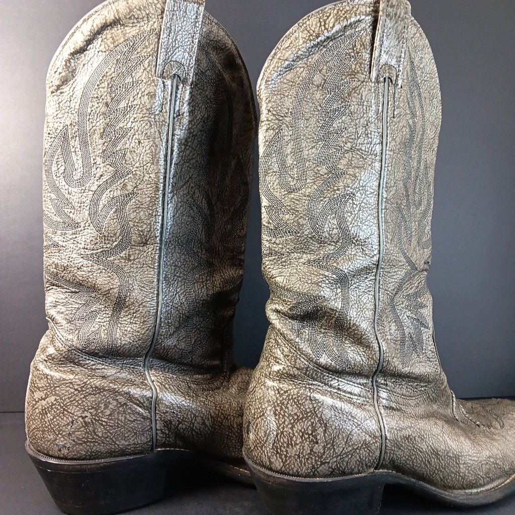 Boulet Boulet Mens Cowboy Boots Boots Rare Dark Green Gray Canada Size US 9.5 / EU 42-43 - 4 Thumbnail
