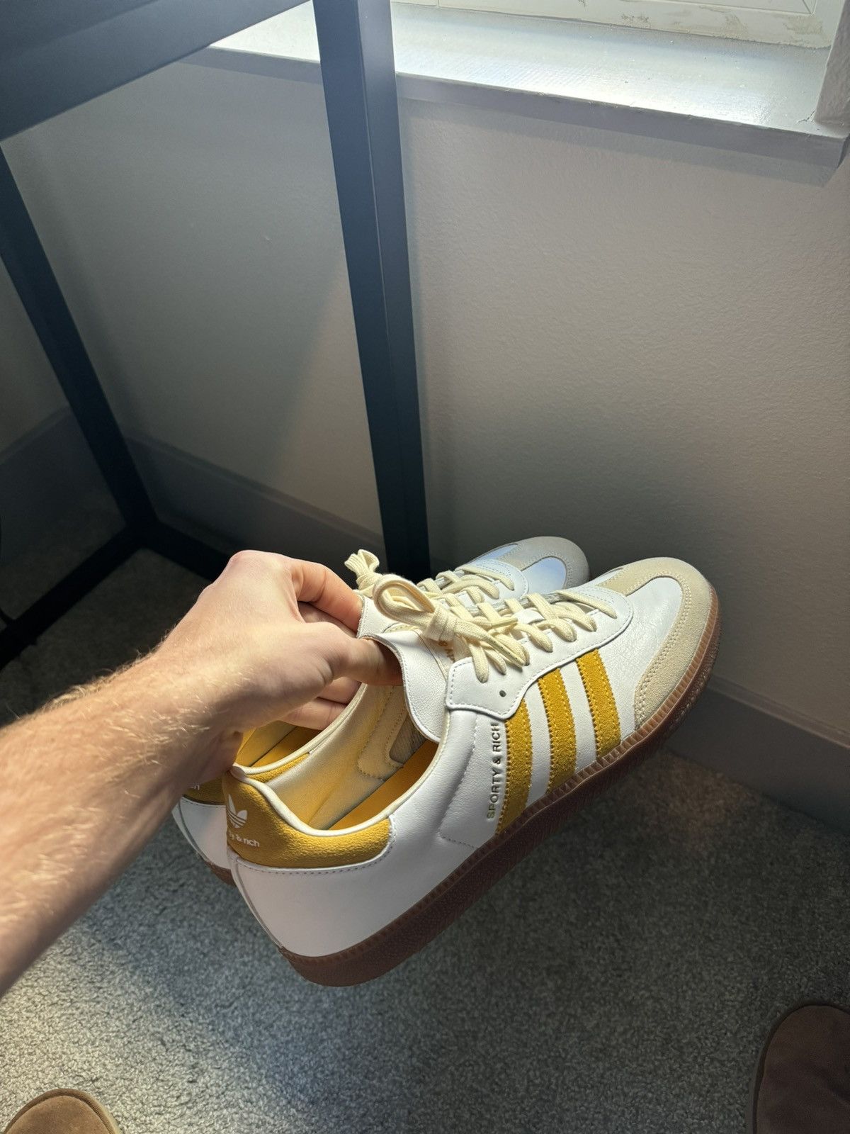 Adidas Samba OG "SPORTY & RICH - White Bold Gold" Size US 12 / EU 45 - 3 Thumbnail