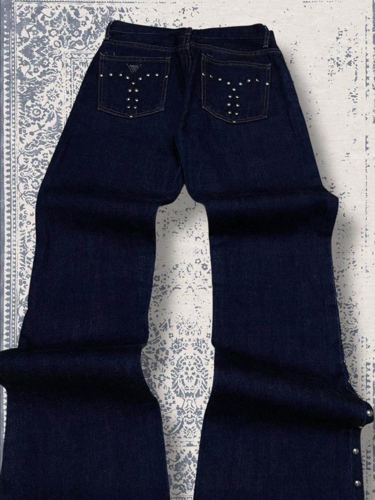 Designer × Fiorucci × Vintage Vintage Og 90s Designer Fiorucci Safety Flared Studded Denim Size US 26 / EU 42 - 11 Thumbnail