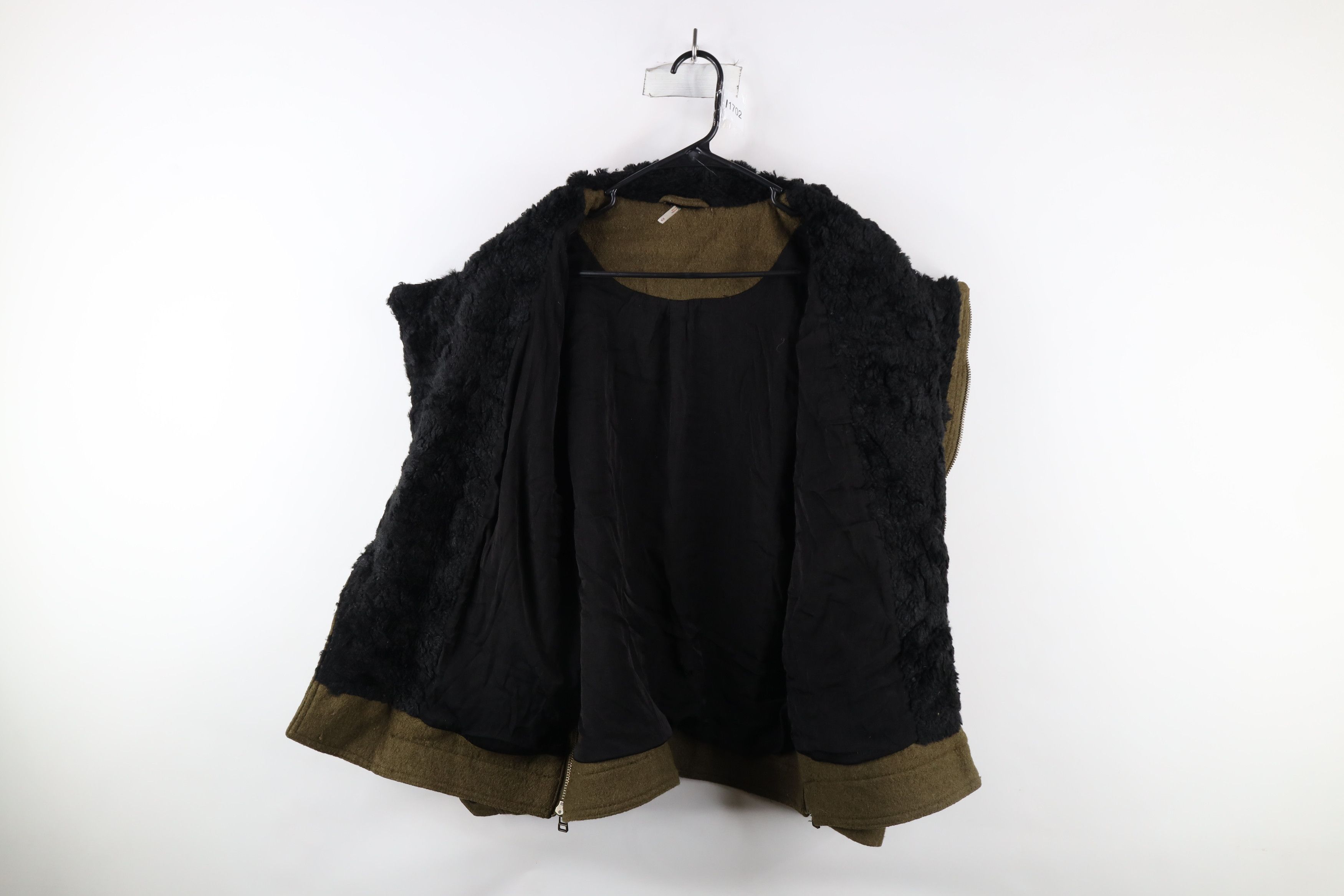 Free People × Vintage Free People Chic Asymmetrical Zip Wool Bomber Jacket Green Size M / US 6-8 / IT 42-44 - 9 Thumbnail