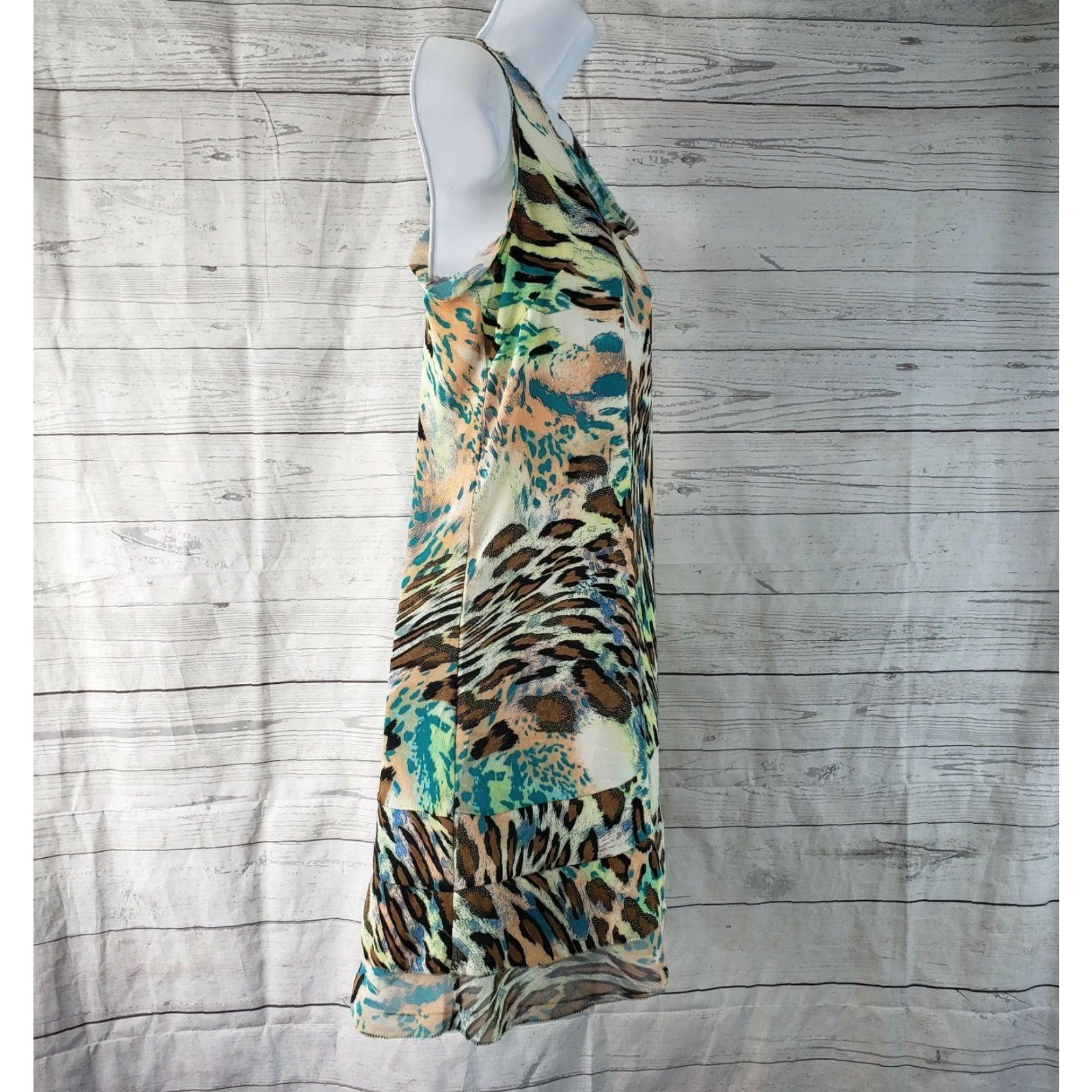 Vintage Silvergate Womens Tank Tunic Size Small Brown Teal Animal Print Scoop Neck Casual Shirt Womens Size S / US 4 / IT 40 - 3 Thumbnail