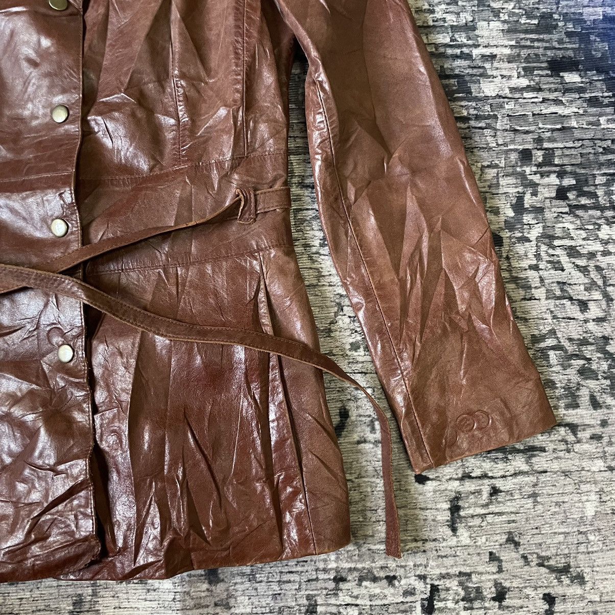 Hysteric Glamour Vintage 1980s Guess Archive Brown Leather Belted Jacket XS Size US XS / EU 42 / 0 - 7 Thumbnail