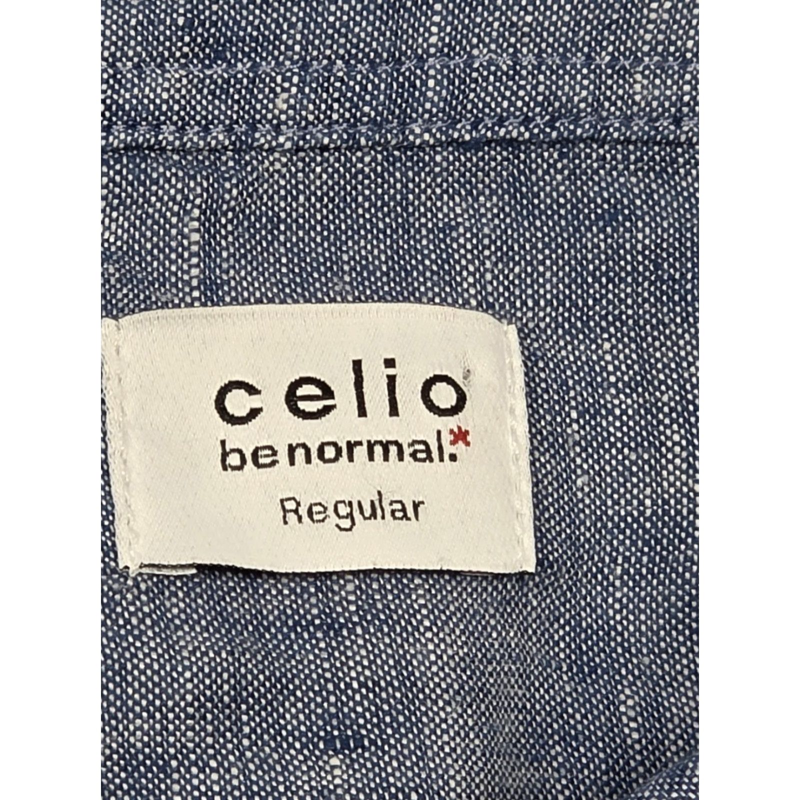 Celio CELIO Button-Up Shirt Mens Linen Blue Short Sleeve 16.5 Collar-Down Vintage? No Size US XL / EU 56 / 4 - 6 Thumbnail