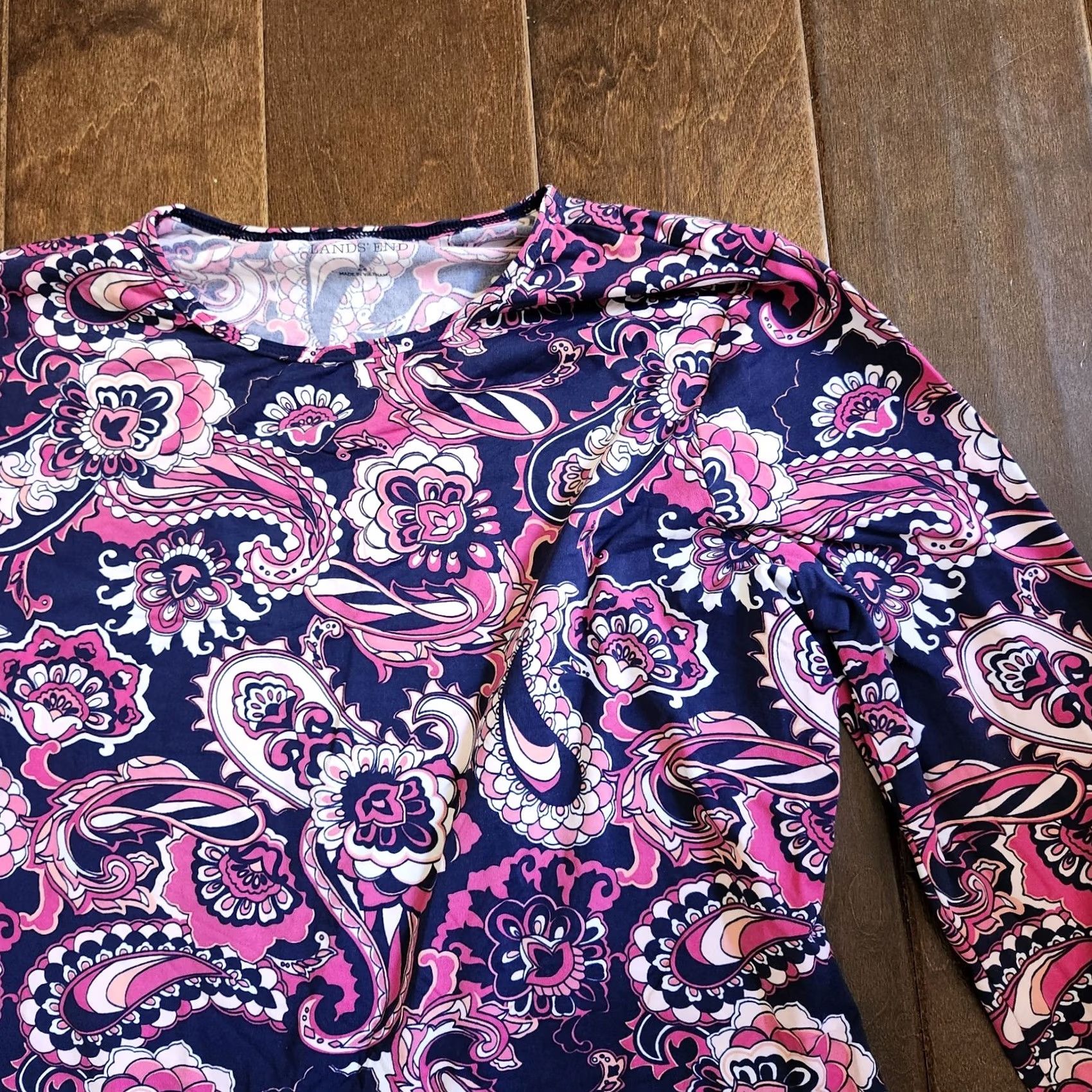 Lands' End Lands' End Blouse Paisley Long Sleeve - Junior S Womens Shirts Multicolor Nylon Spandex Pullover Casual Travel 90s? Size S / US 4 / IT 40 - 7 Thumbnail