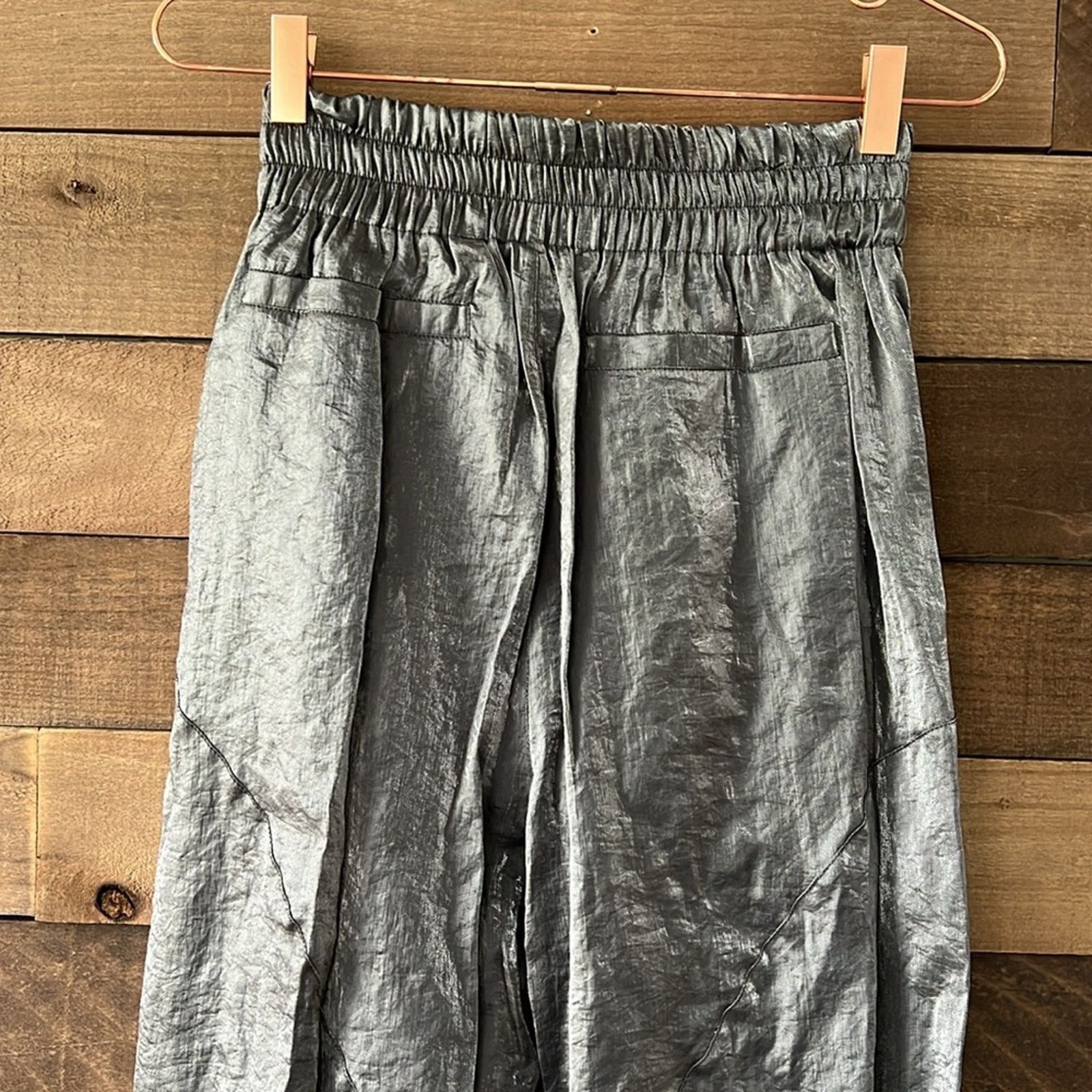 Theory Theo Women's Athena Ruched Trackpant in Black Metallic Size 27" / US 4 / IT 40 - 5 Thumbnail